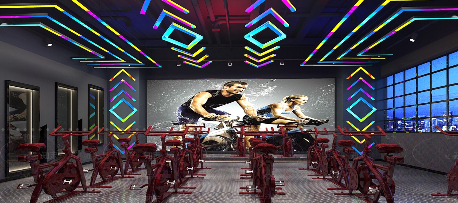 工业风健身单车房3D模型下载【ID:978202580】