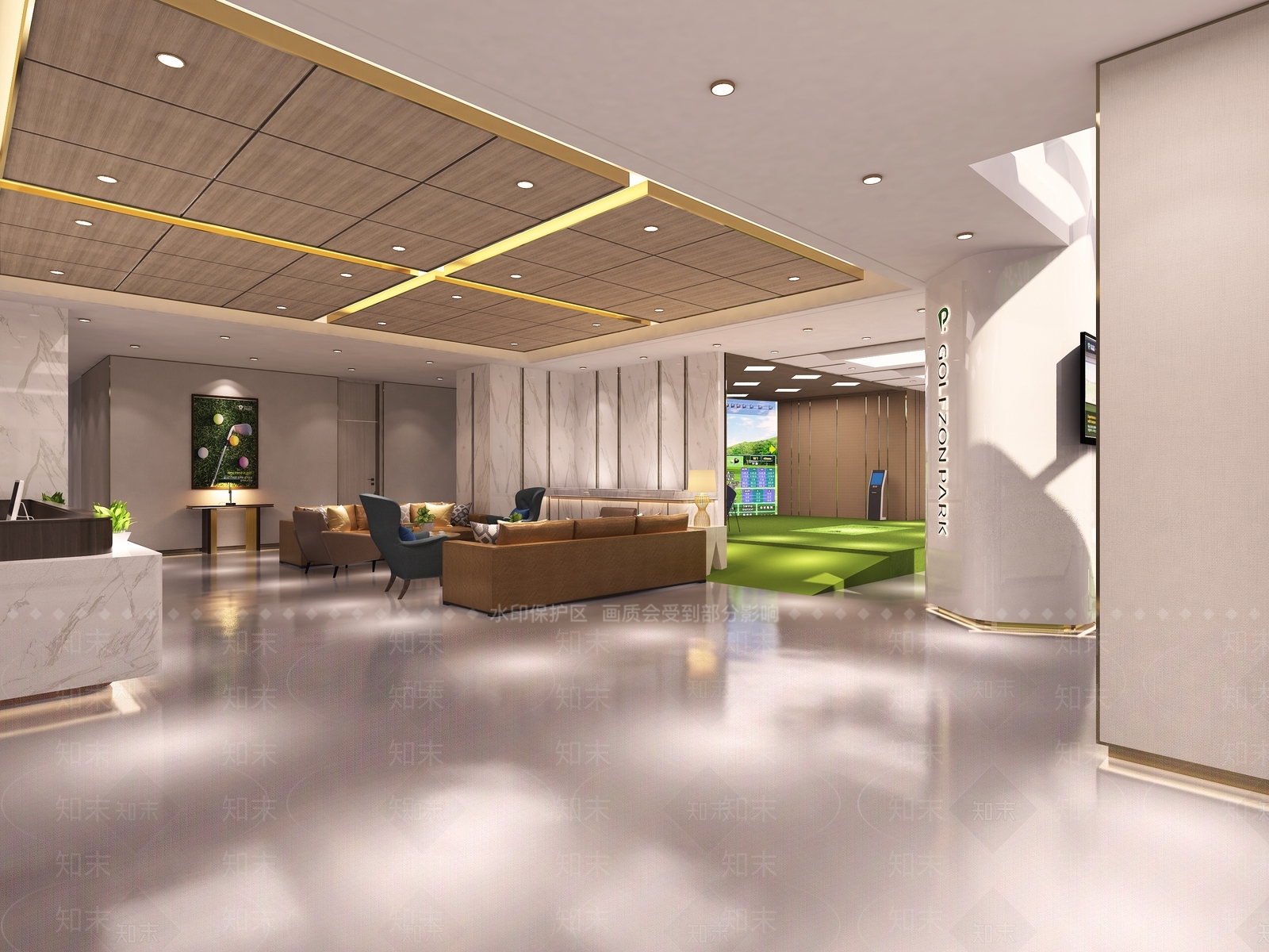 现代高尔夫休闲区3D模型下载【ID:978257957】