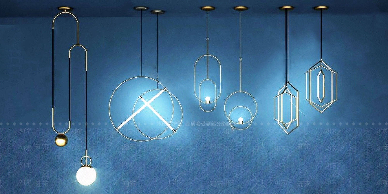 现代吊灯3D模型下载【ID:578271890】
