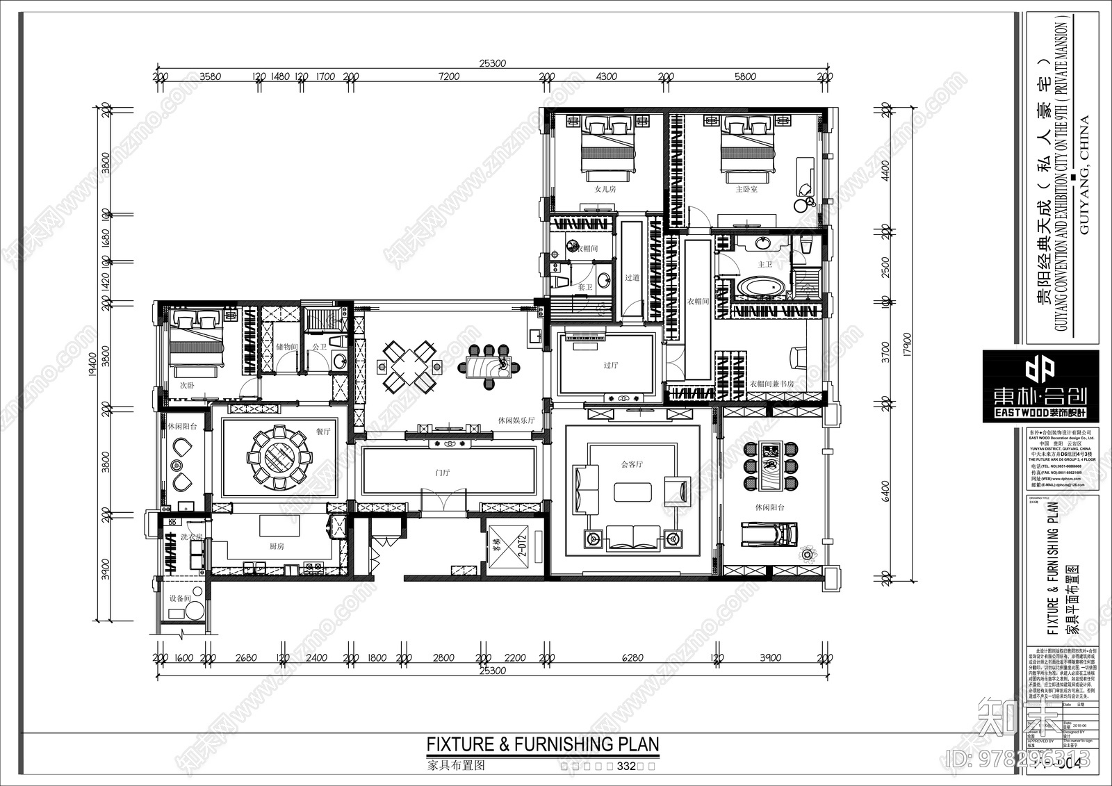 新中式300平米家居cad施工图下载【ID:978296313】