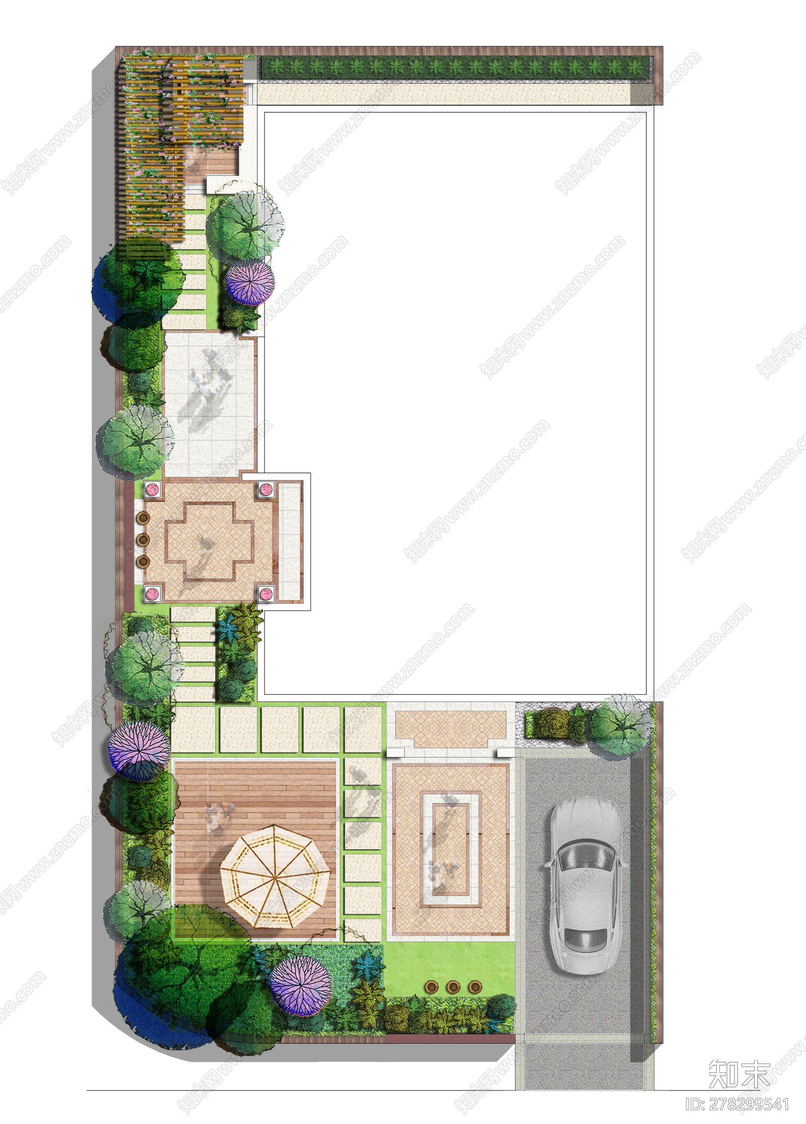 欧式别墅花园施工图下载【ID:278299541】