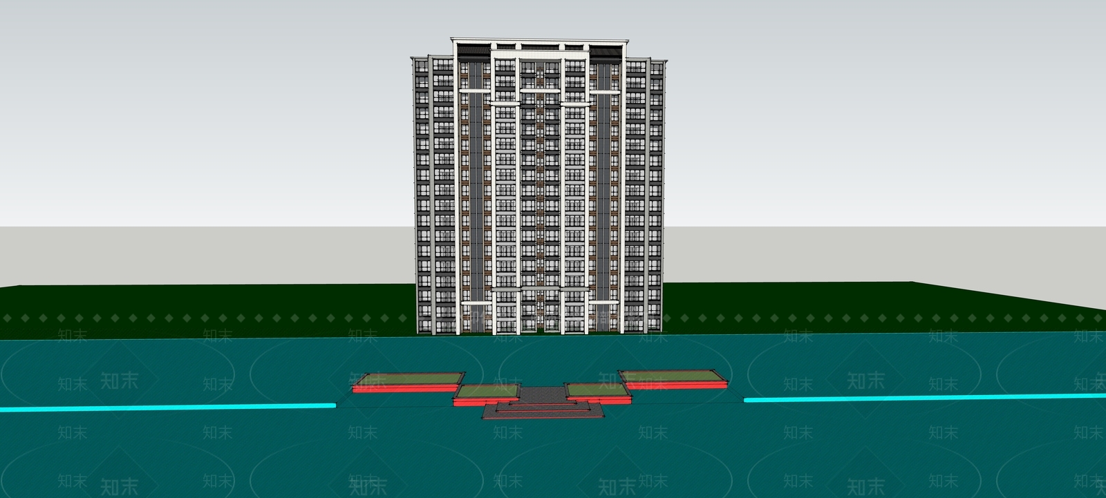 现代高层住宅外观SU模型下载【ID:278317715】