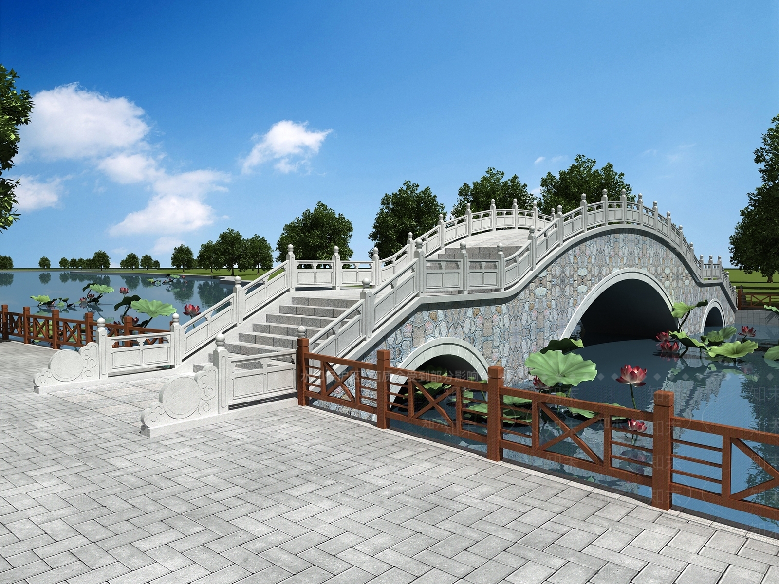新中式桥3D模型下载【ID:878321425】