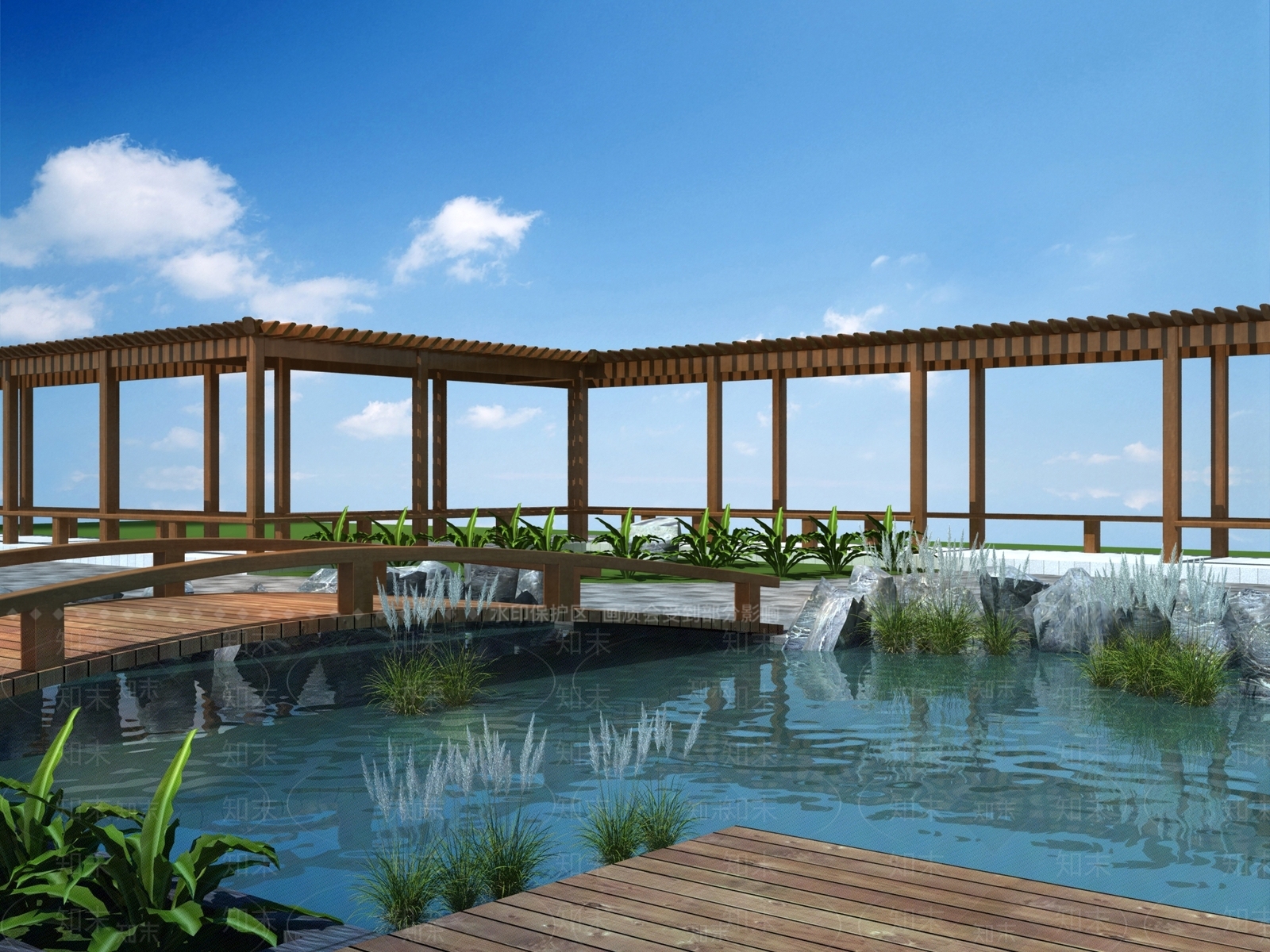 新中式庭院连廊3D模型下载【ID:878321428】