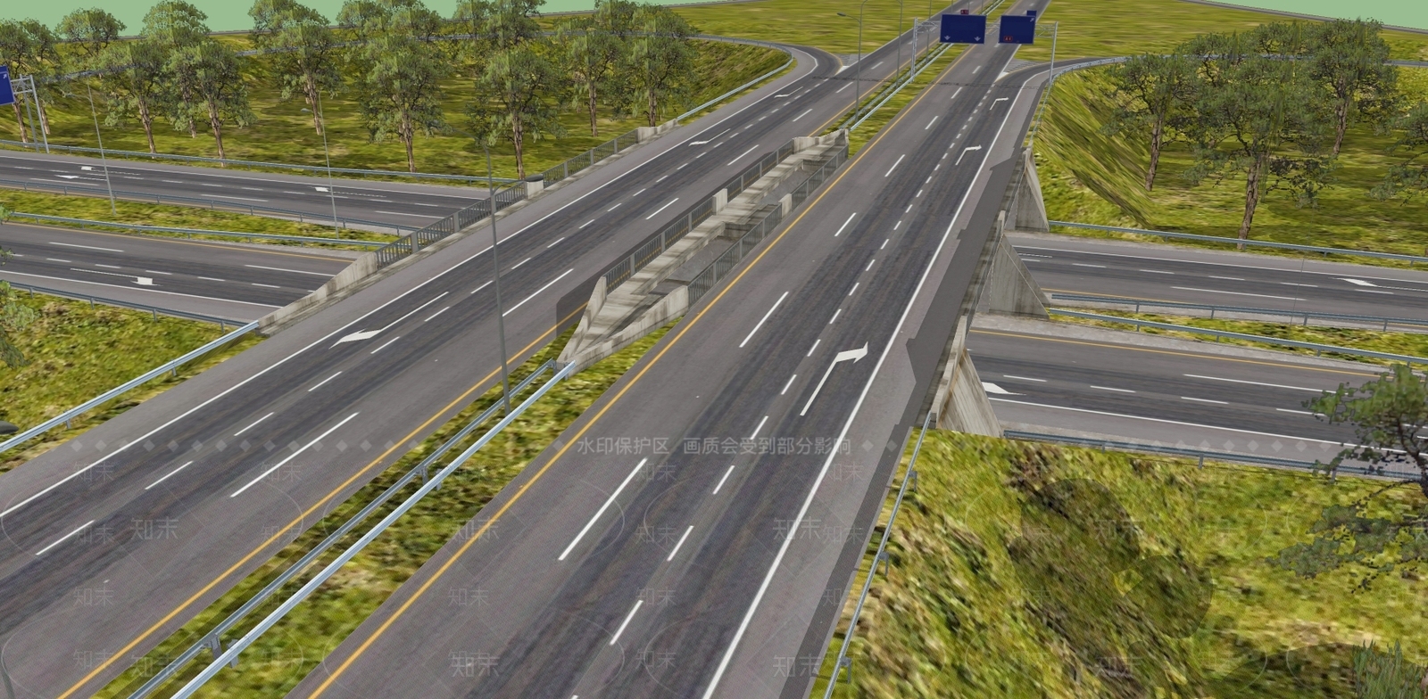 现代风格道路SU模型下载【ID:978334795】