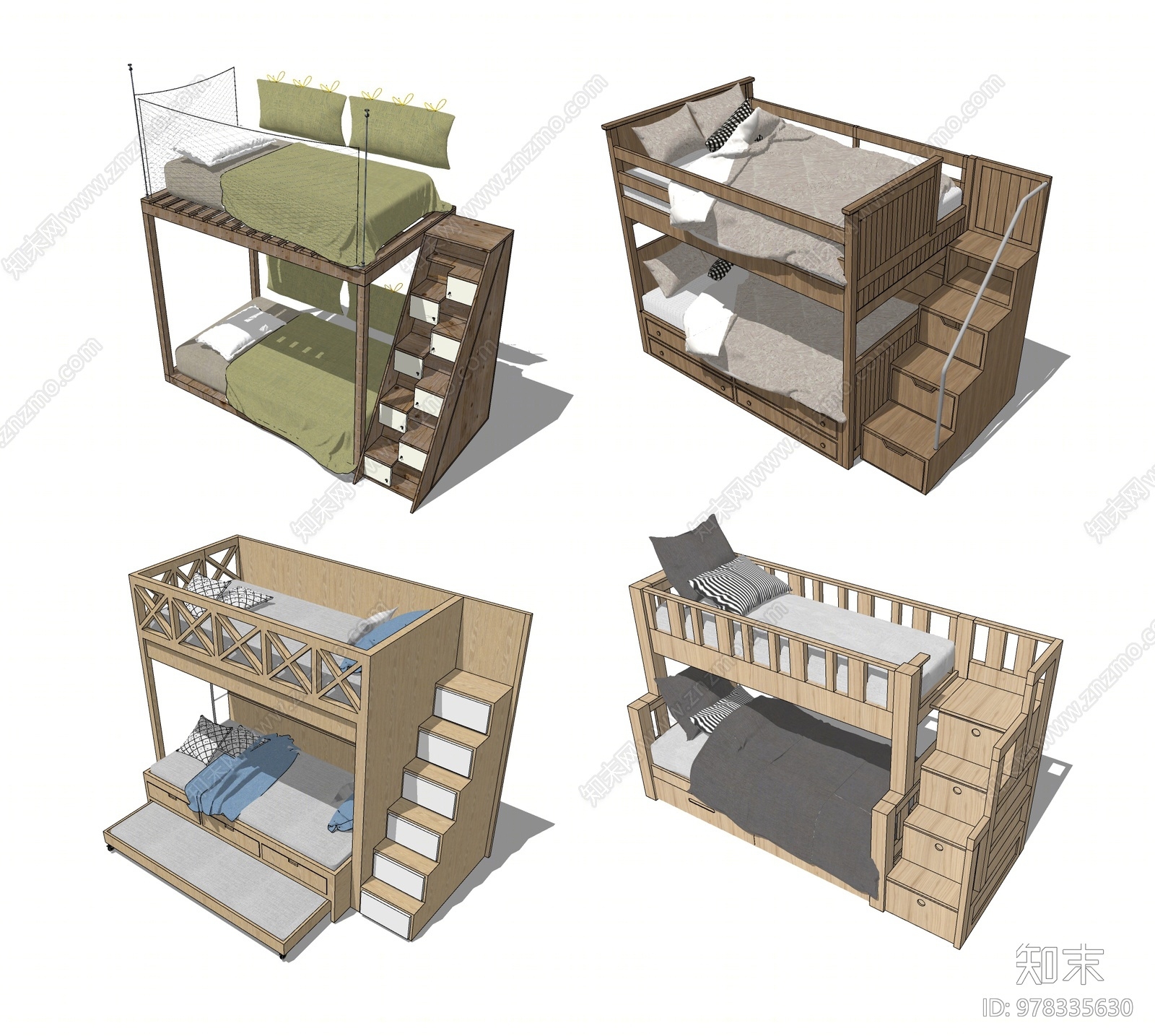 现代双层床SU模型下载【ID:978335630】