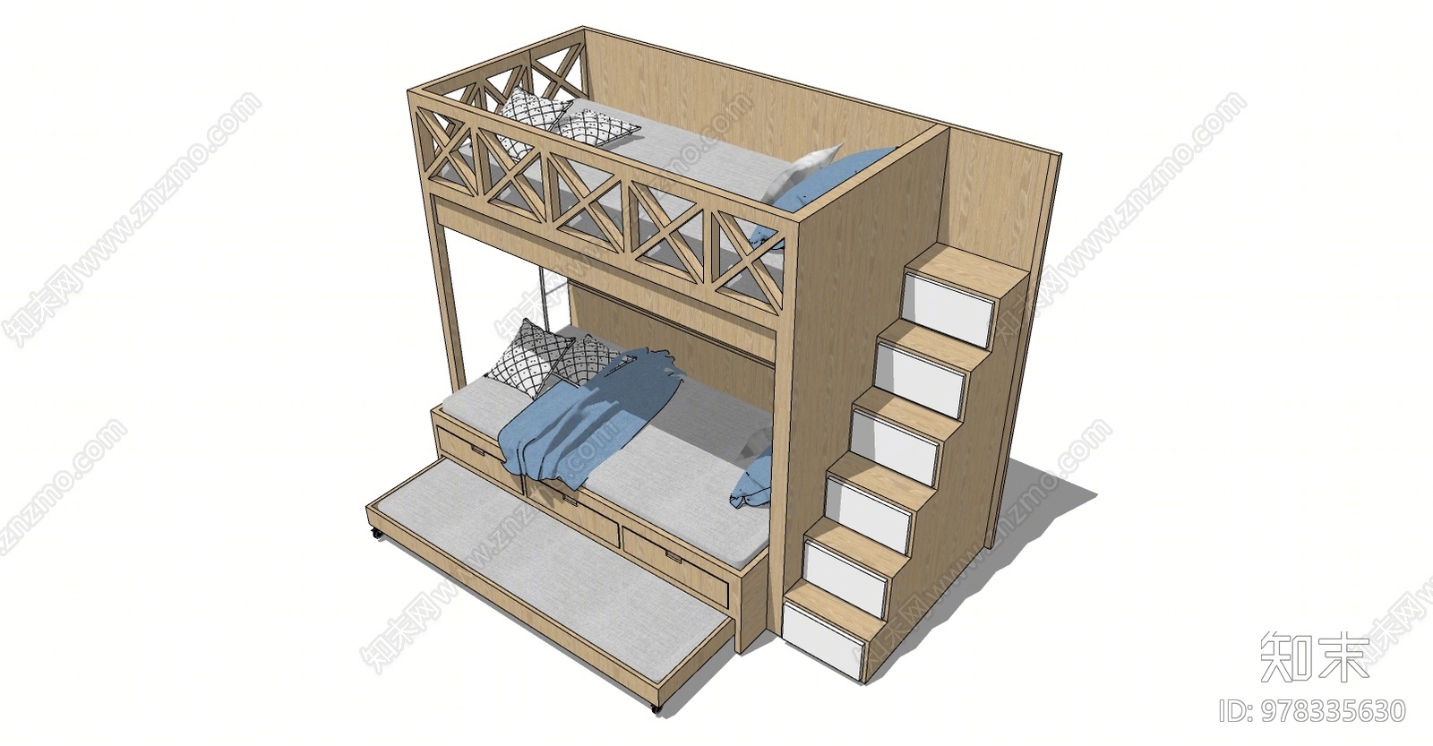 现代双层床SU模型下载【ID:978335630】