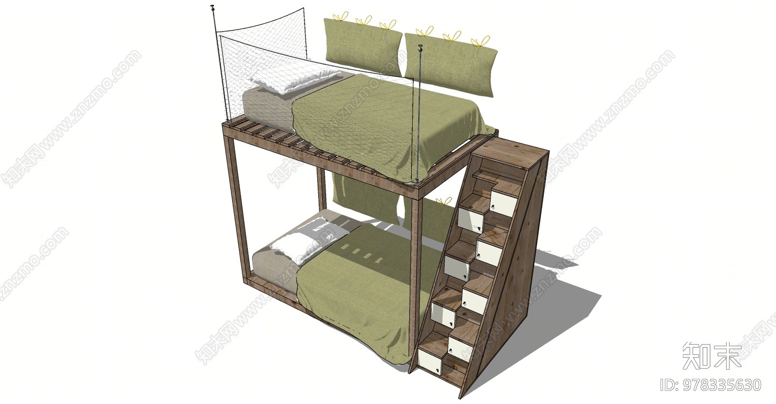 现代双层床SU模型下载【ID:978335630】