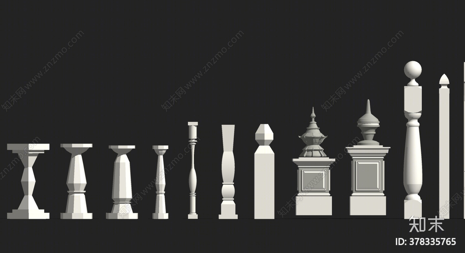欧式风格罗马柱SU模型下载【ID:378335765】