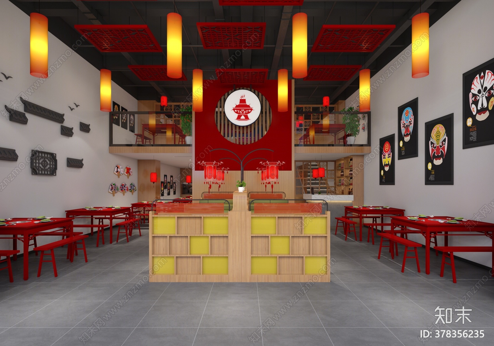 工业风火锅店3D模型下载【ID:378356235】