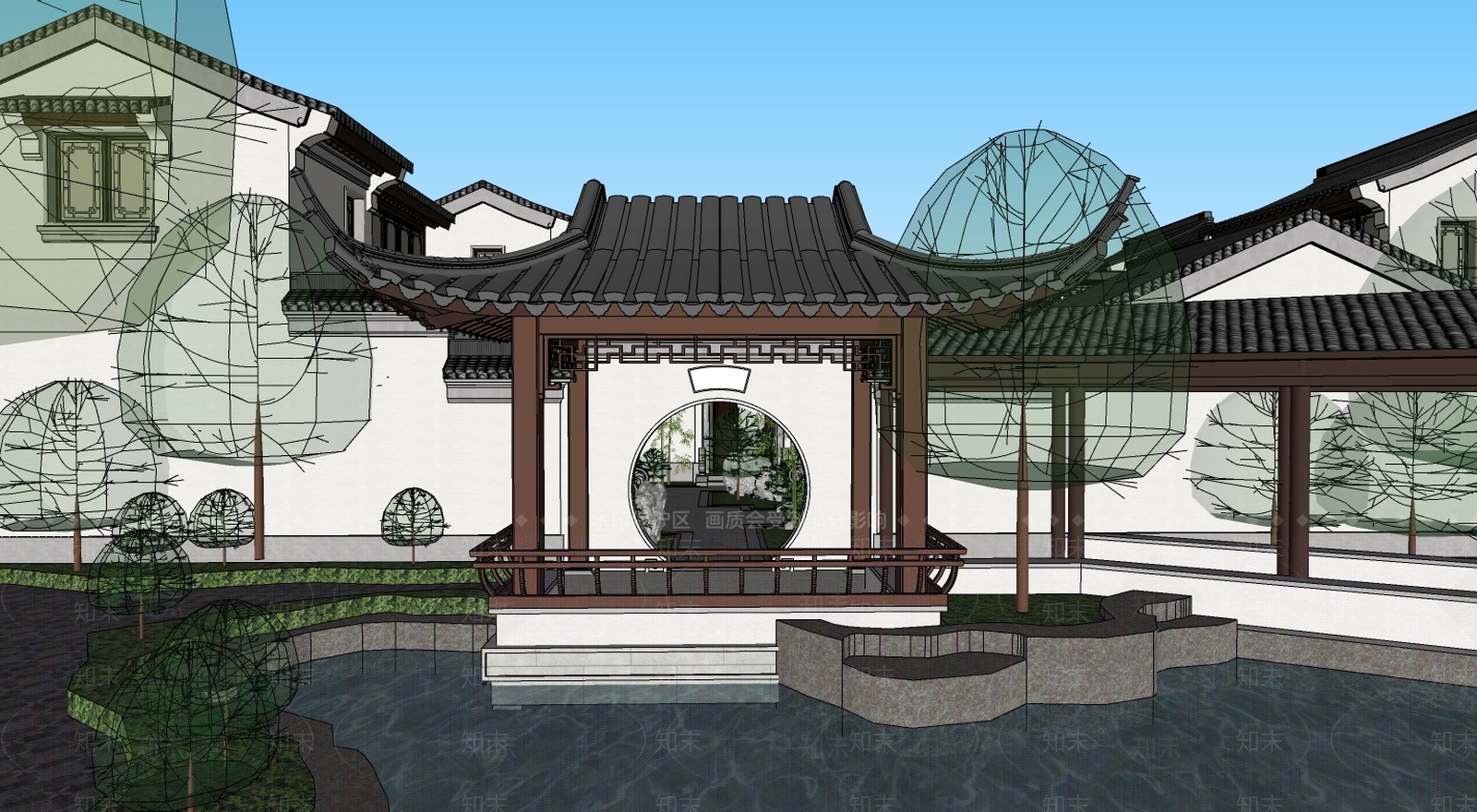 中式四合院SU模型下载【ID:378362287】