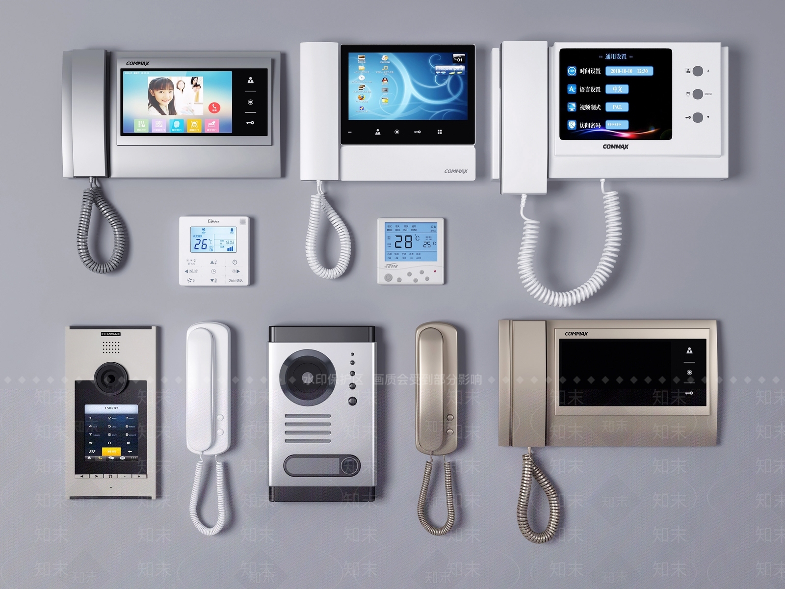 现代可视电话组合3D模型下载【ID:778374754】