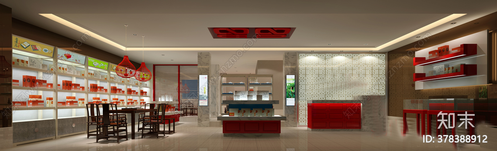 新中式茶叶专卖店施工图下载【ID:378388912】