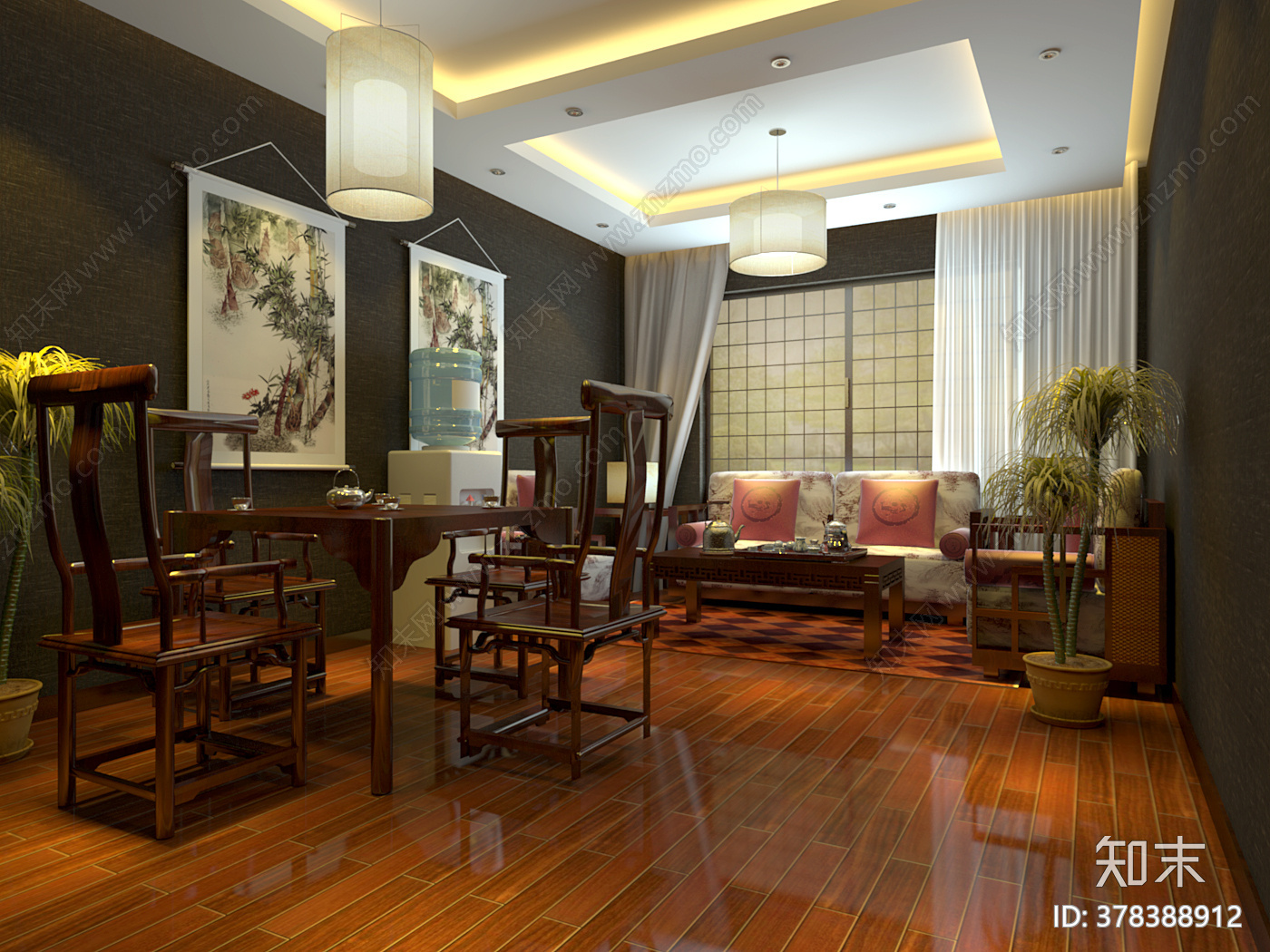 新中式茶叶专卖店cad施工图下载【ID:378388912】