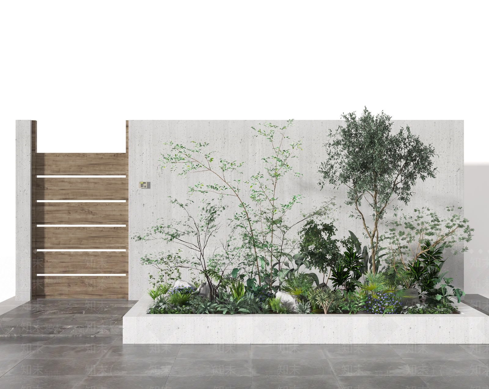 现代植物堆3D模型下载【ID:978389550】