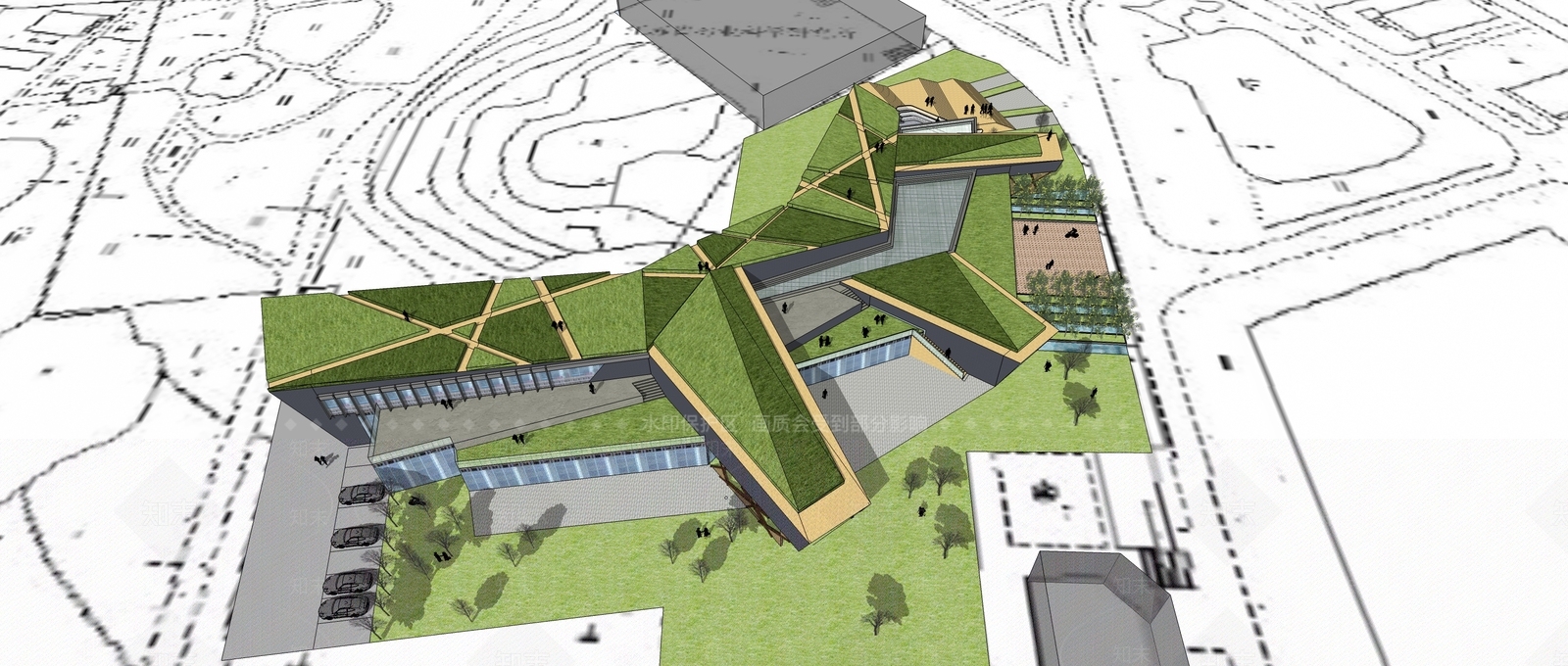 现代风格公建SU模型下载【ID:878395479】