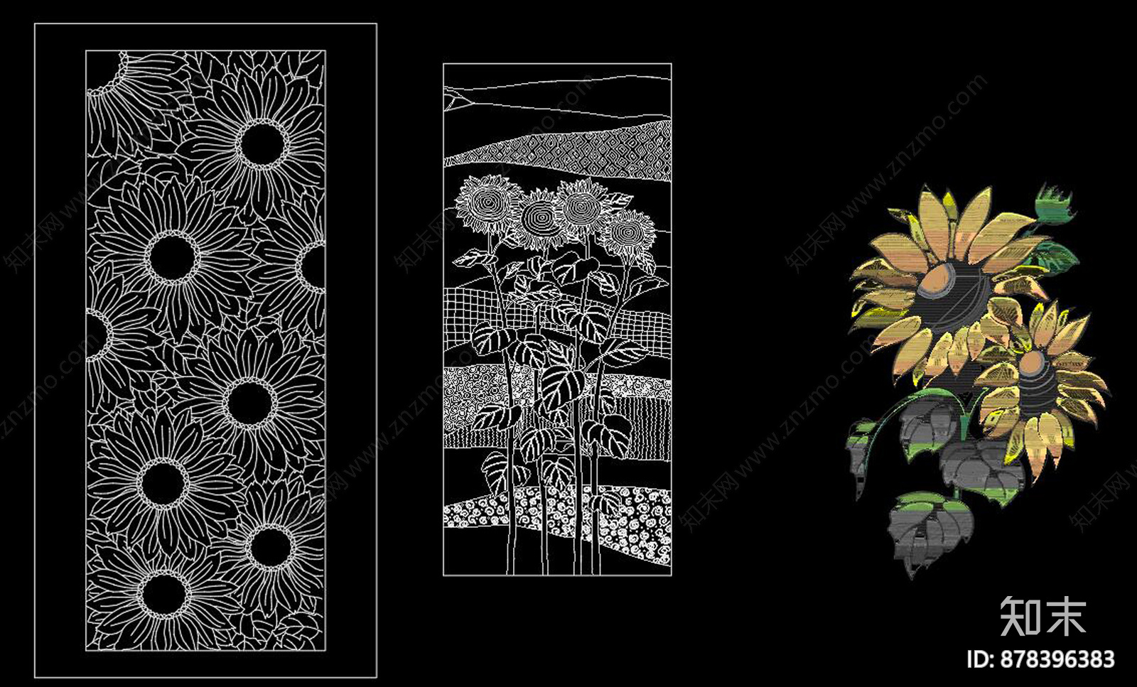 向日葵植物图块施工图下载【ID:878396383】