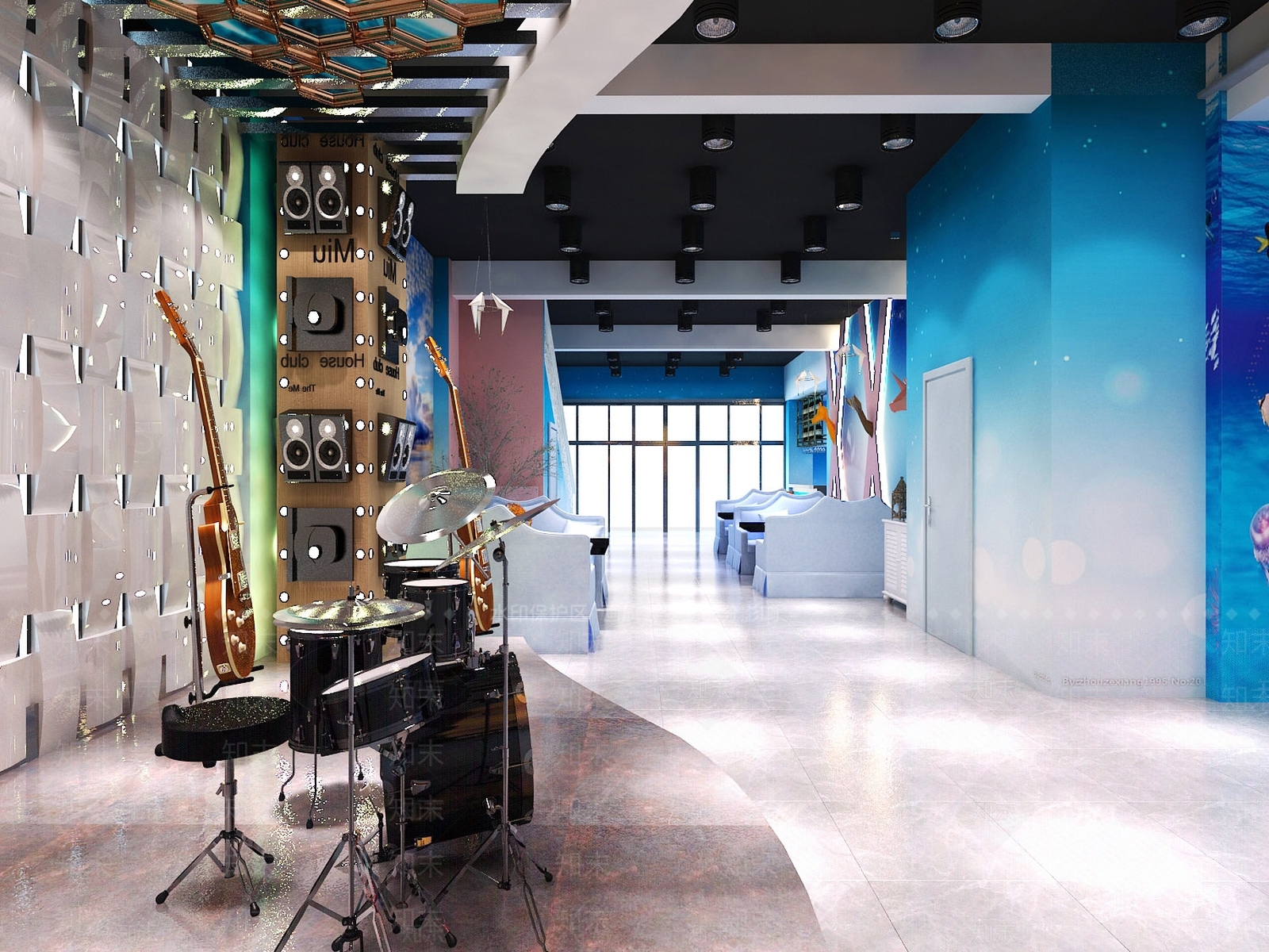 现代酒吧舞台3D模型下载【ID:478420434】