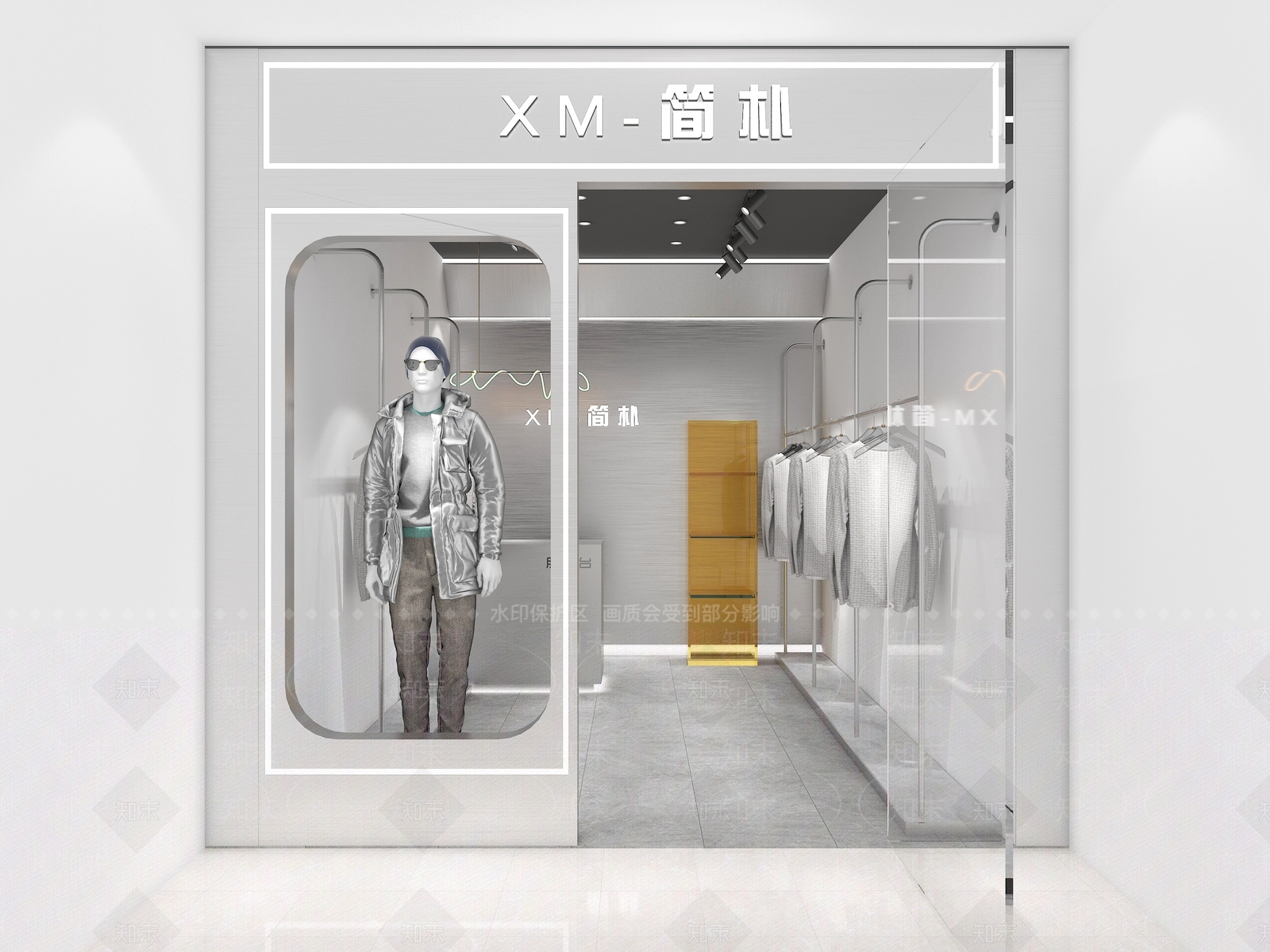 现代潮牌男装店铺3D模型下载【ID:378430279】