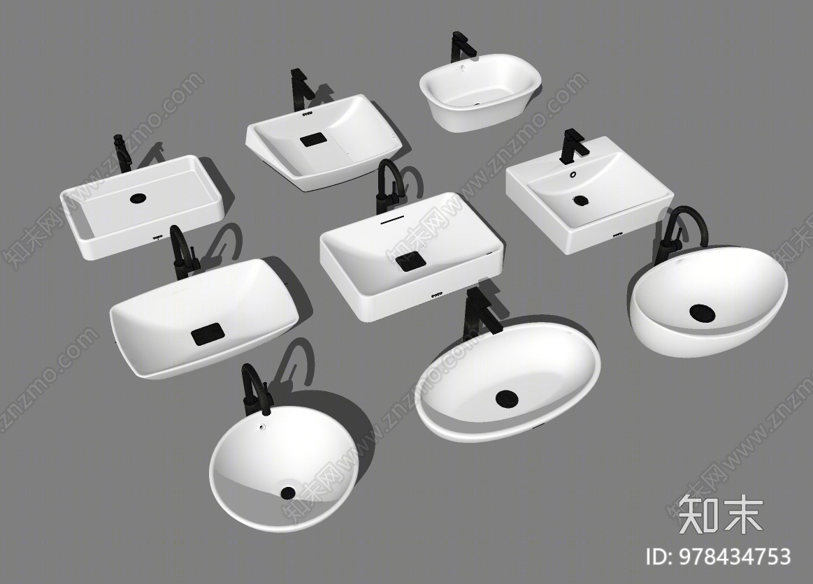 洗面盆SU模型下载【ID:978434753】