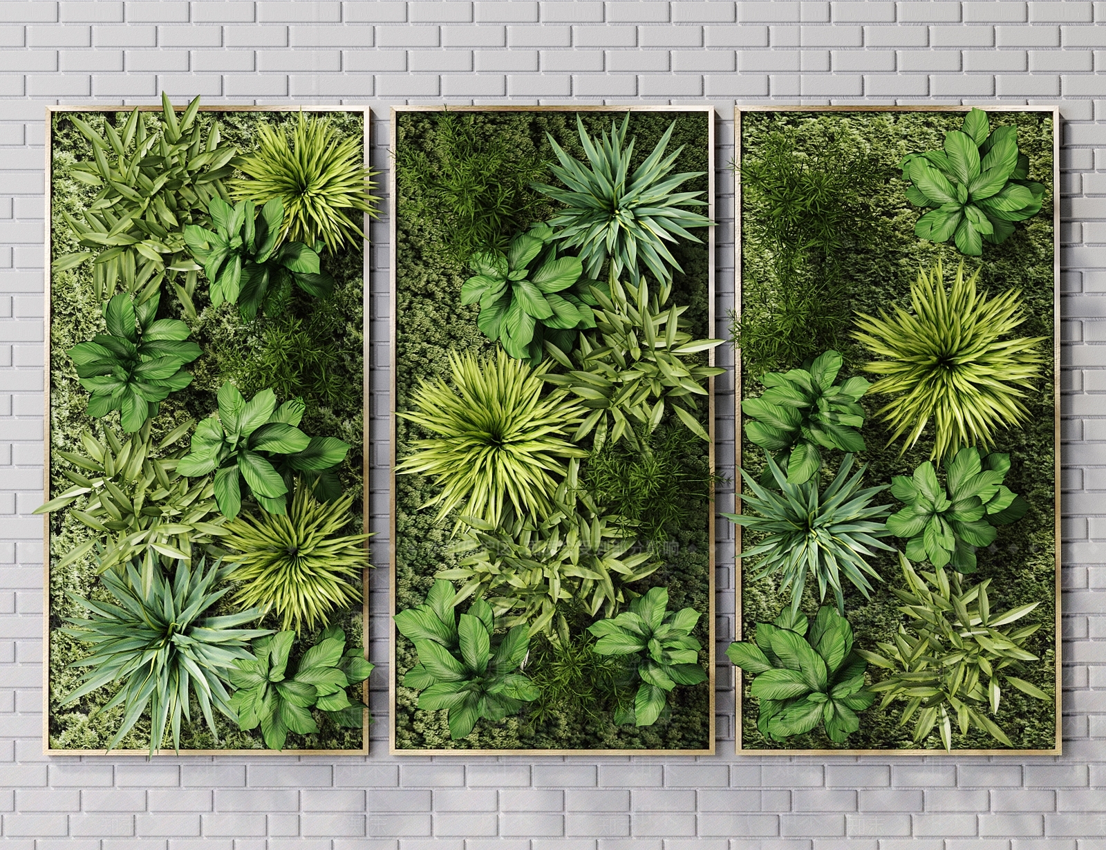 现代绿植墙3D模型下载【ID:478434259】