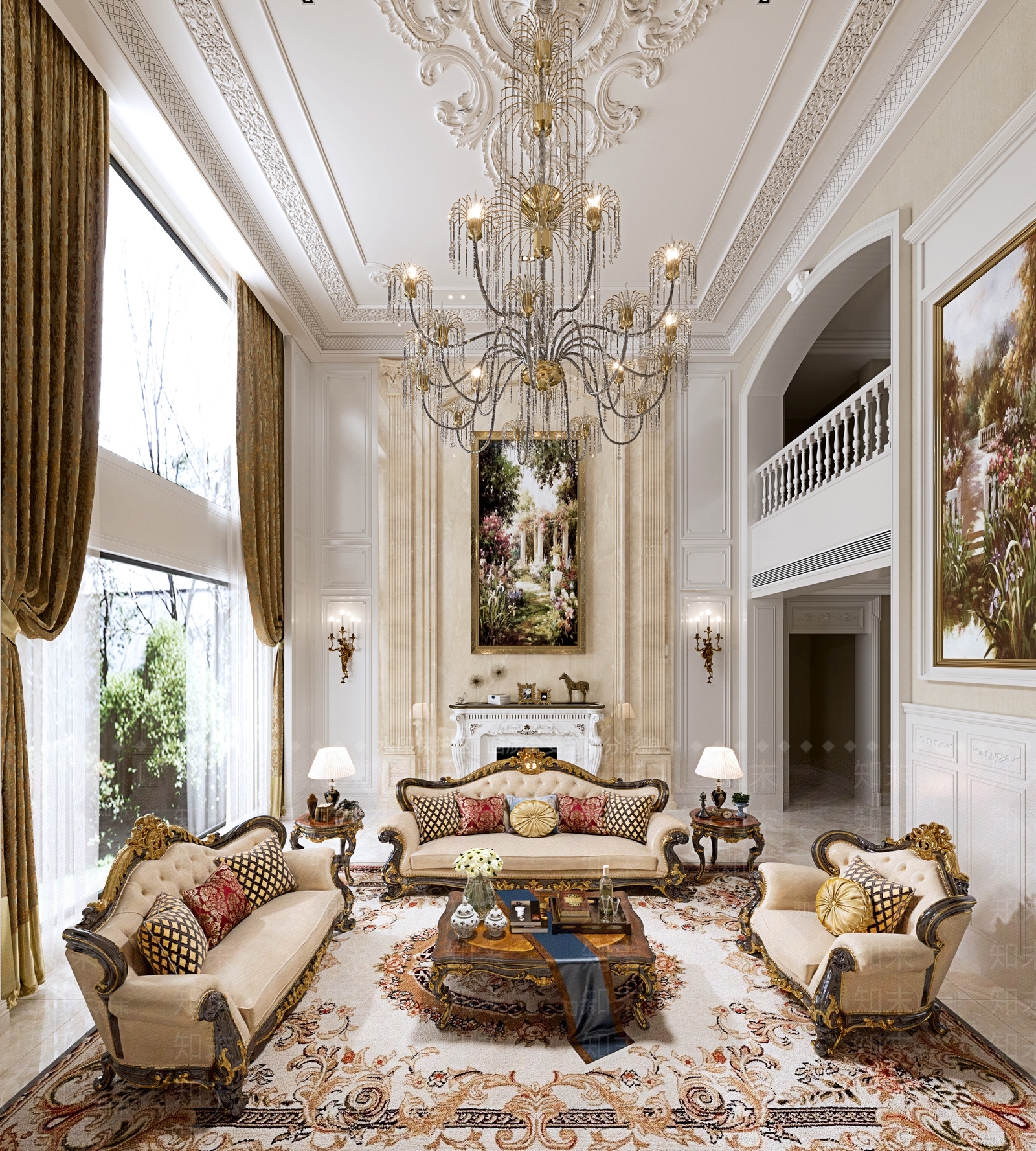 欧式客厅3D模型下载【ID:878453390】