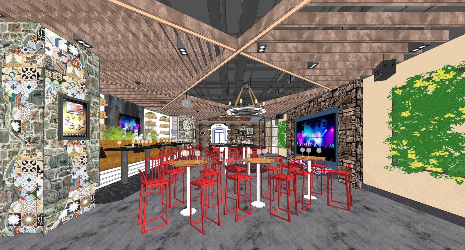 工业酒吧SU模型下载【ID:778455457】