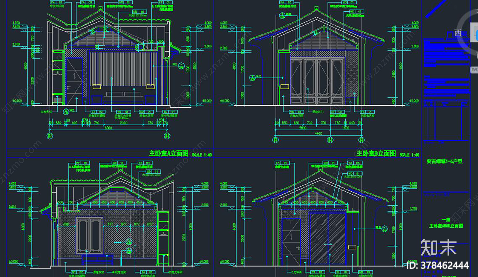 民宿建筑cad施工图下载【ID:378462444】
