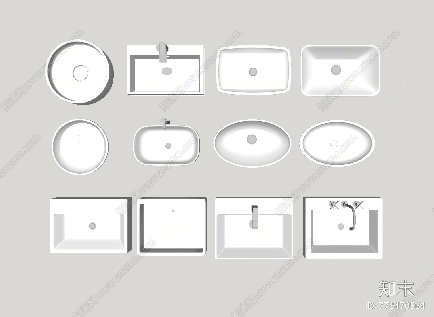 现代洗面盆SU模型下载【ID:778470564】
