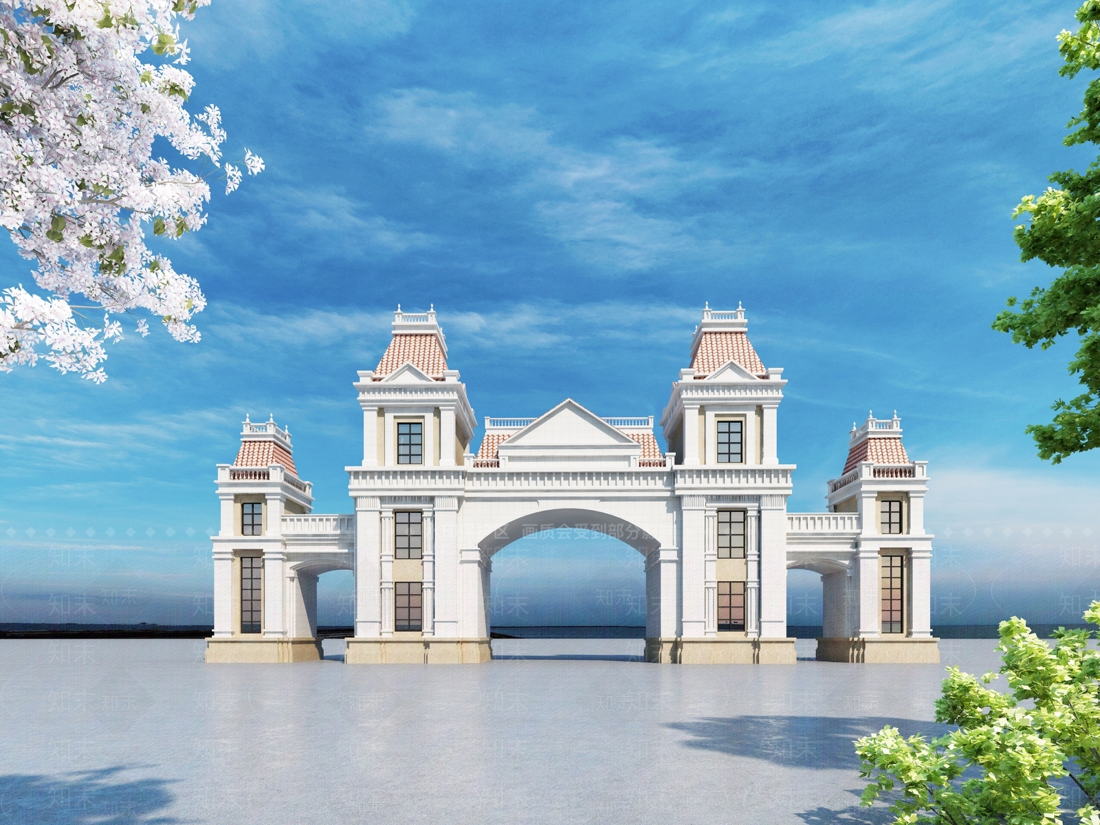 简欧牌楼3D模型下载【ID:878486608】