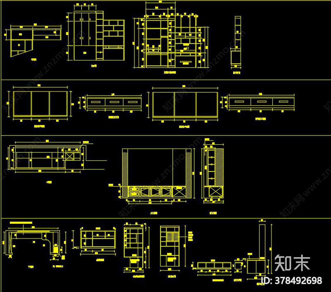 全屋定制cad施工图下载【ID:378492698】