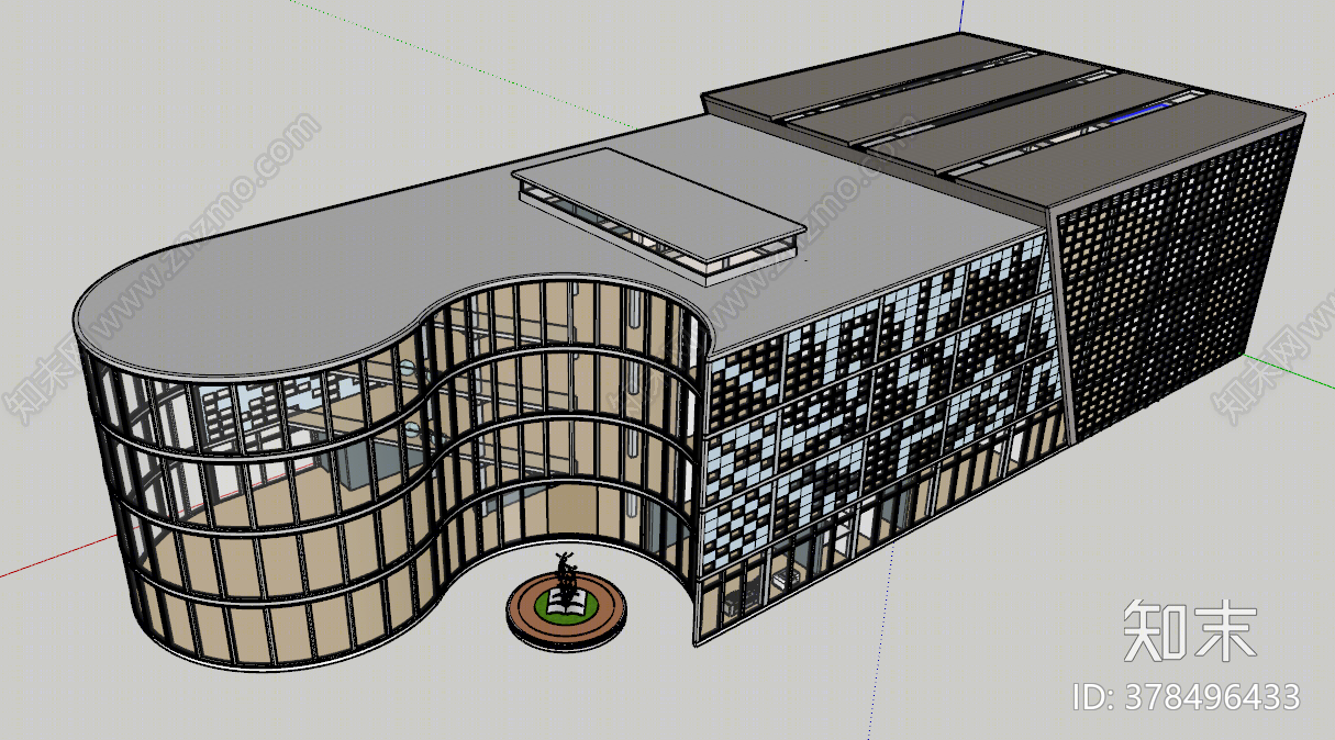 现代图书馆SU模型下载【ID:378496433】