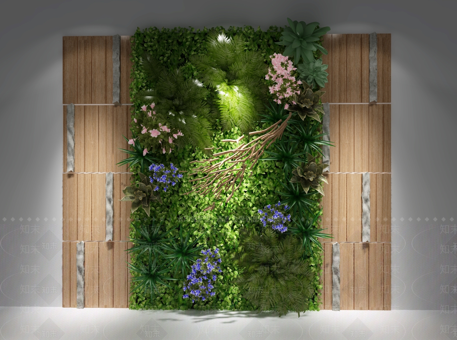 现代绿植墙3D模型下载【ID:478496278】