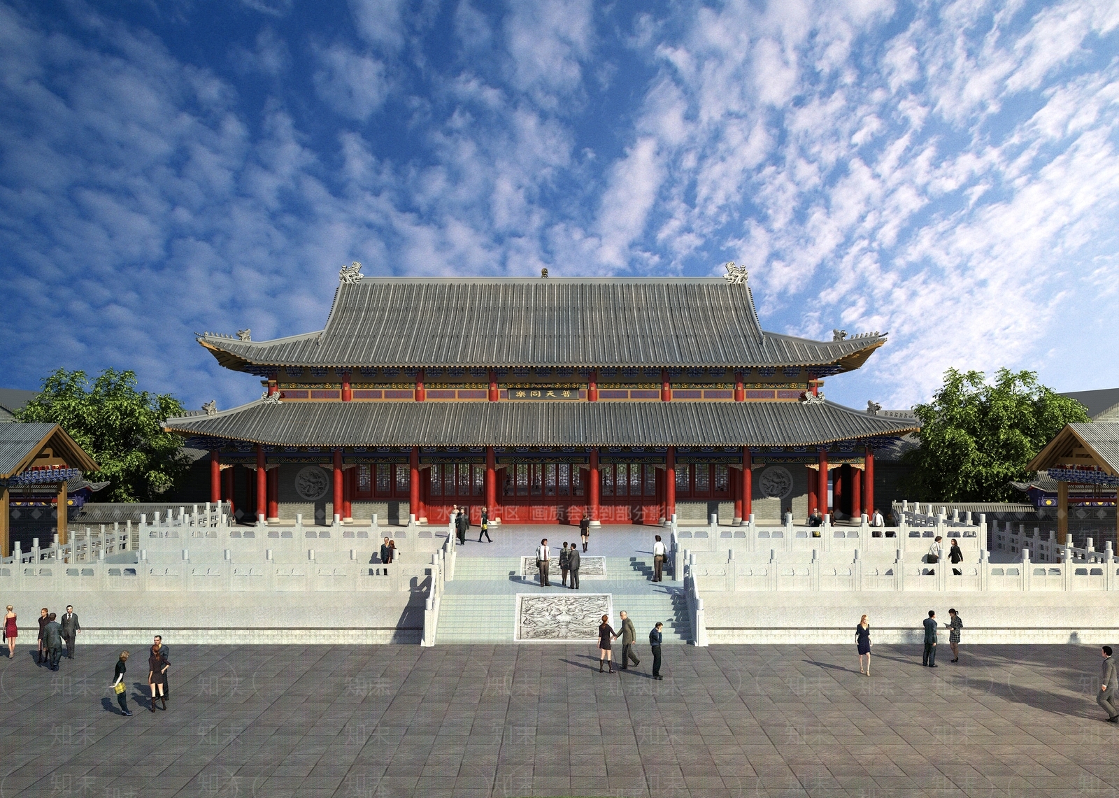 中式古建筑外观3D模型下载【ID:578496681】