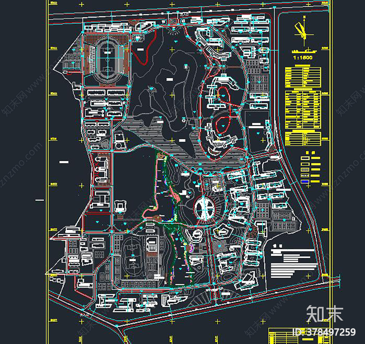 大学景观规划图纸cad施工图下载【ID:378497259】