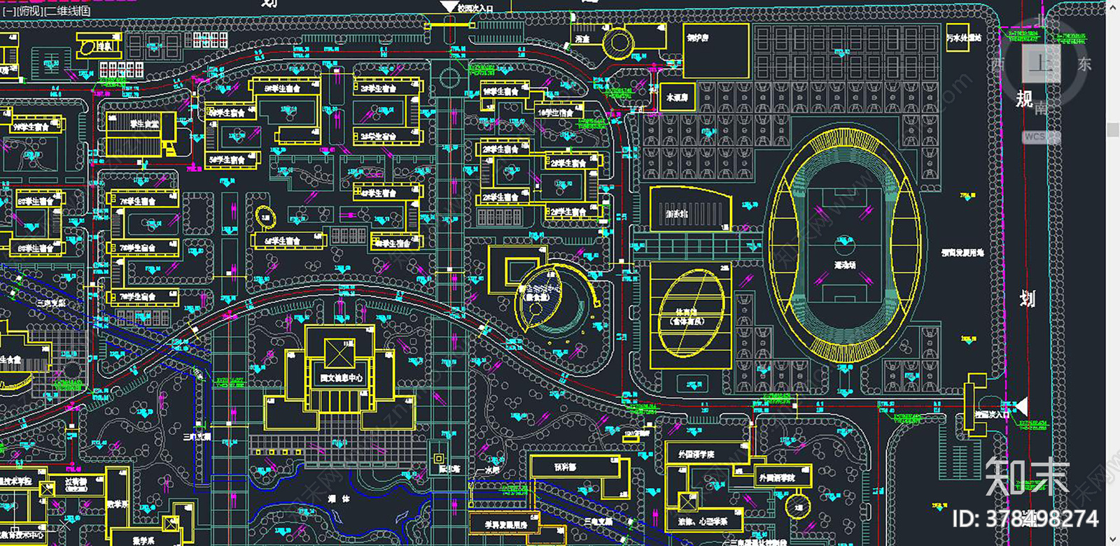 大学校区详细规划图cad施工图下载【ID:378498274】