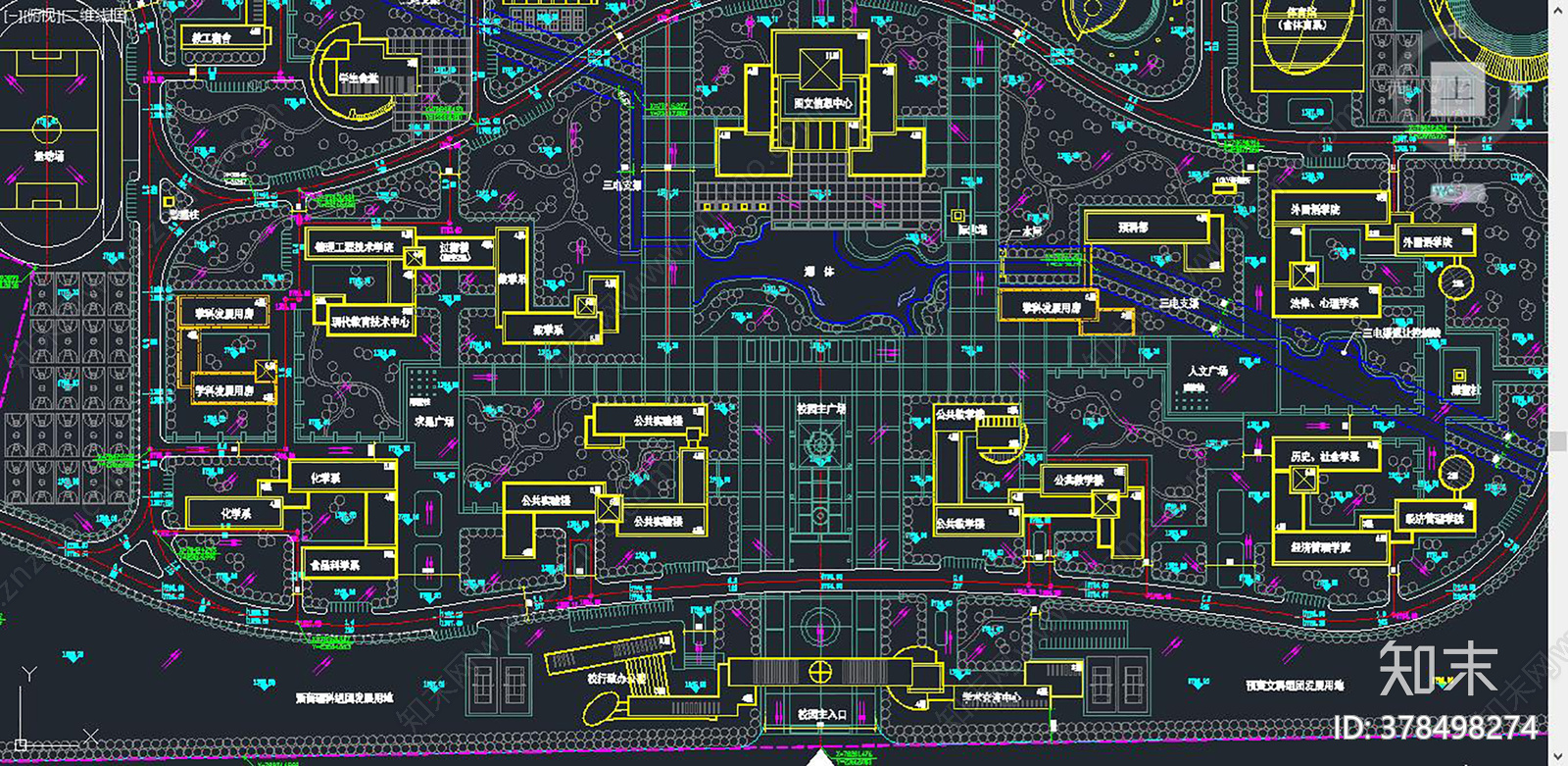 大学校区详细规划图cad施工图下载【ID:378498274】