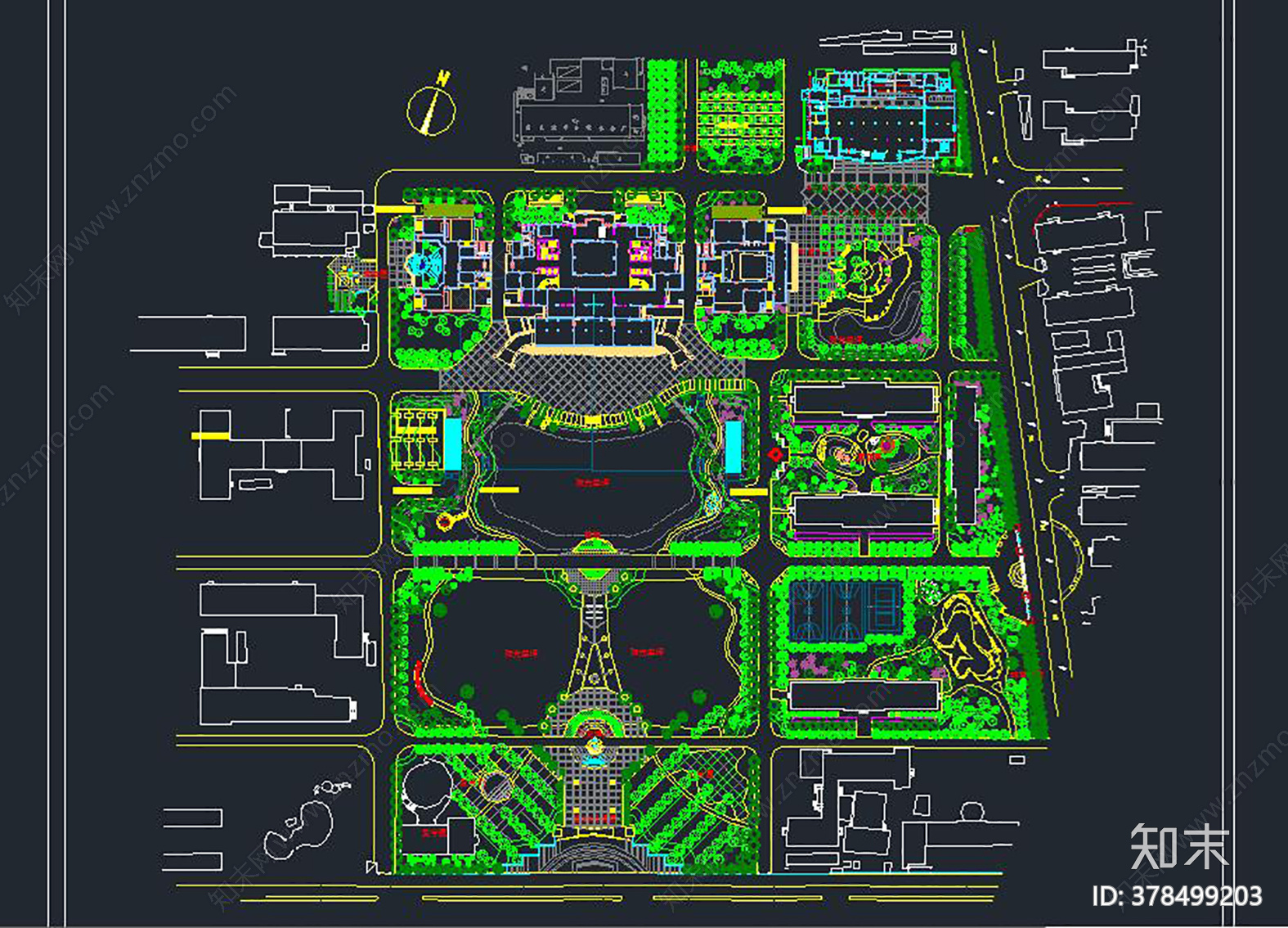 大学校园规划设计施工图下载【ID:378499203】