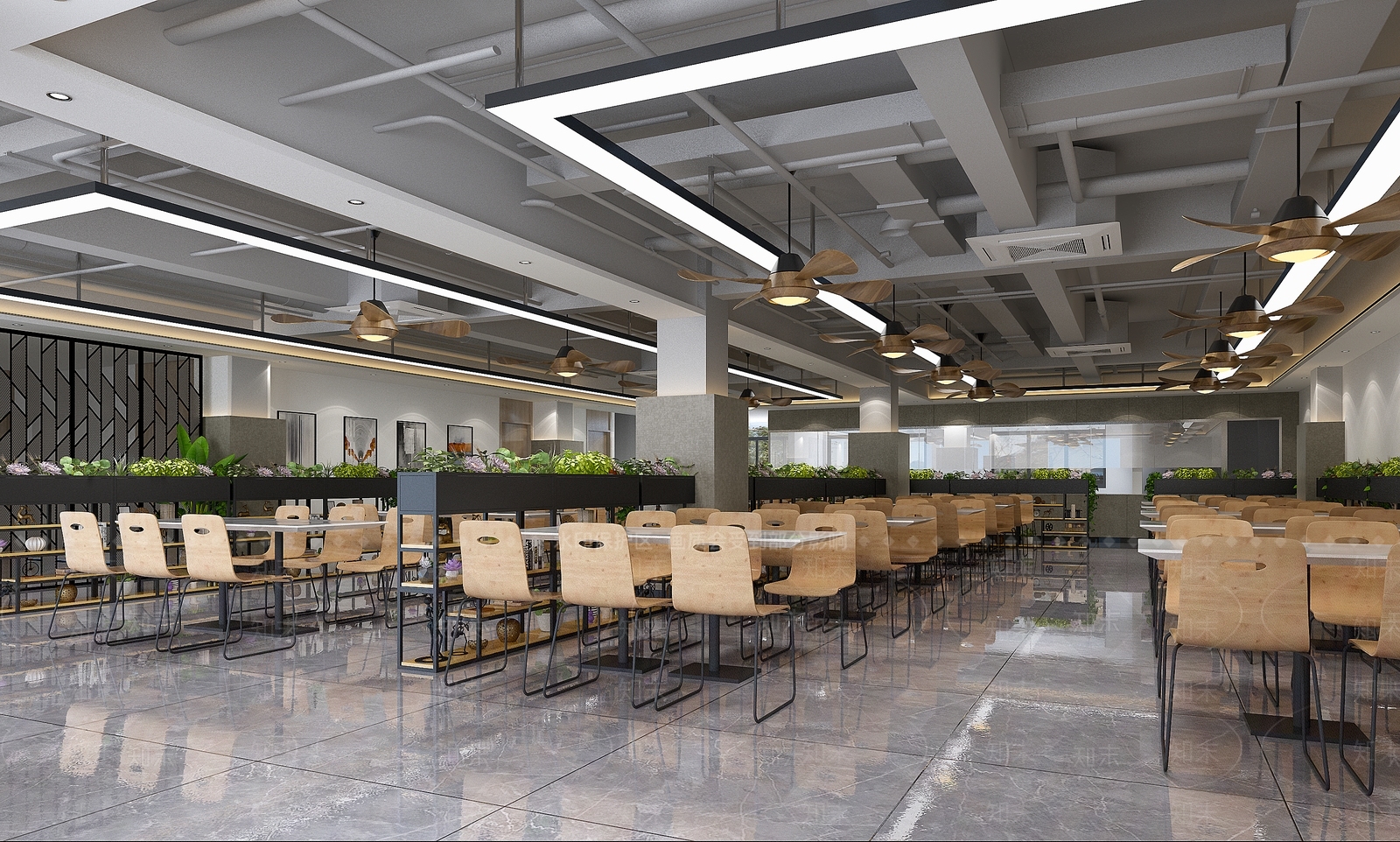 工业风食堂3d模型下载【id:778502719】