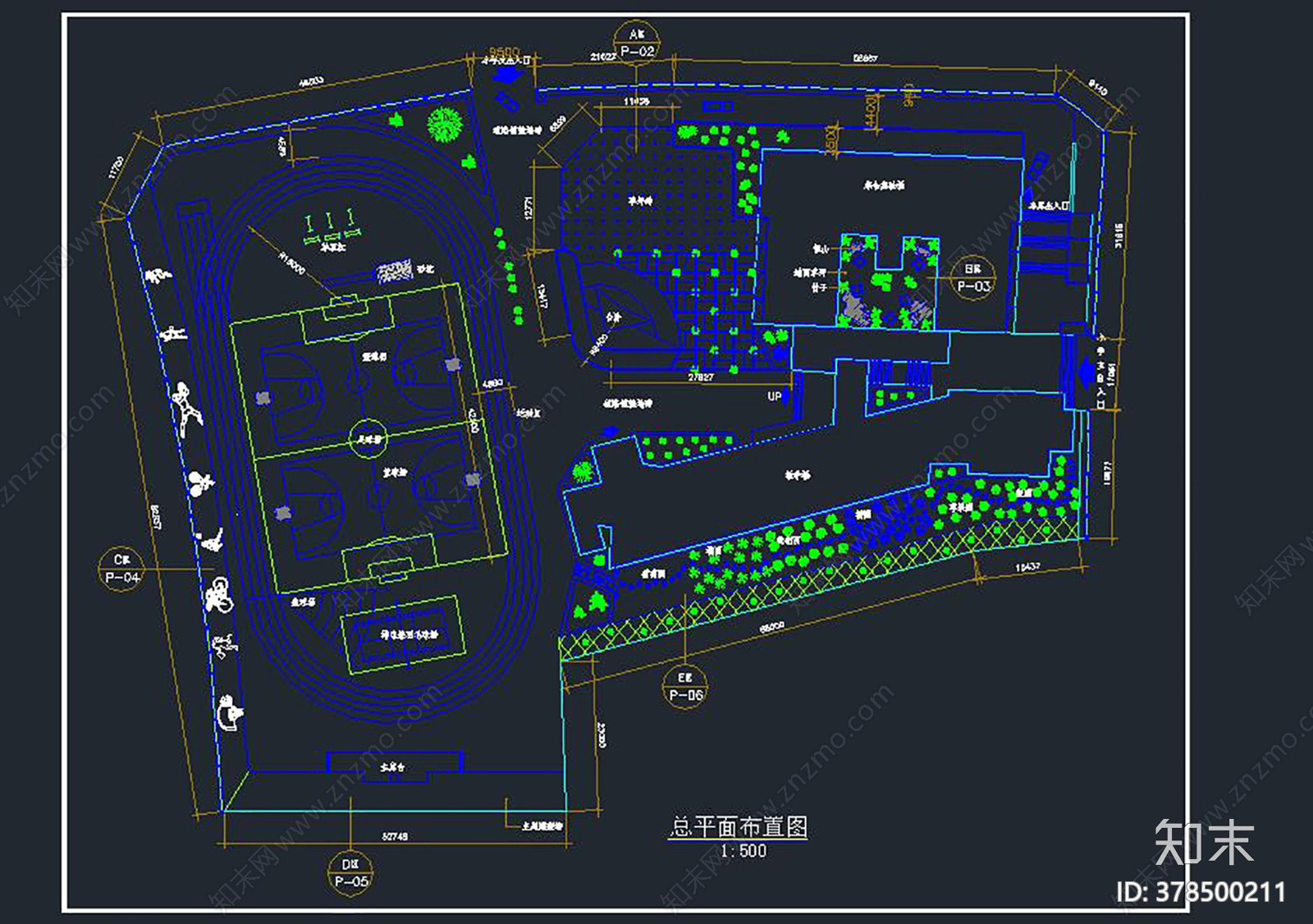 小学室外环境设计图cad施工图下载【ID:378500211】