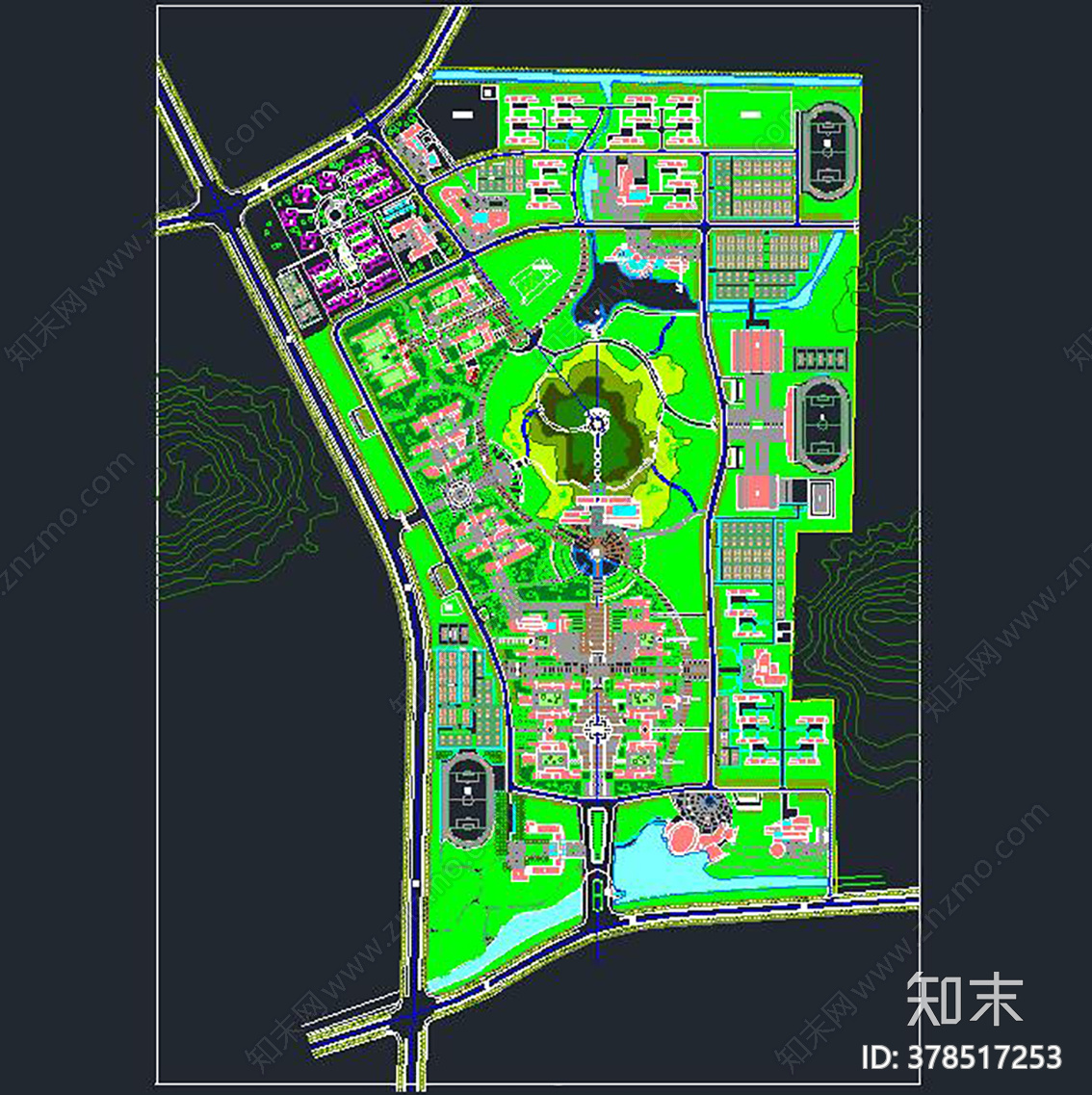学院总体规划图cad施工图下载【ID:378517253】