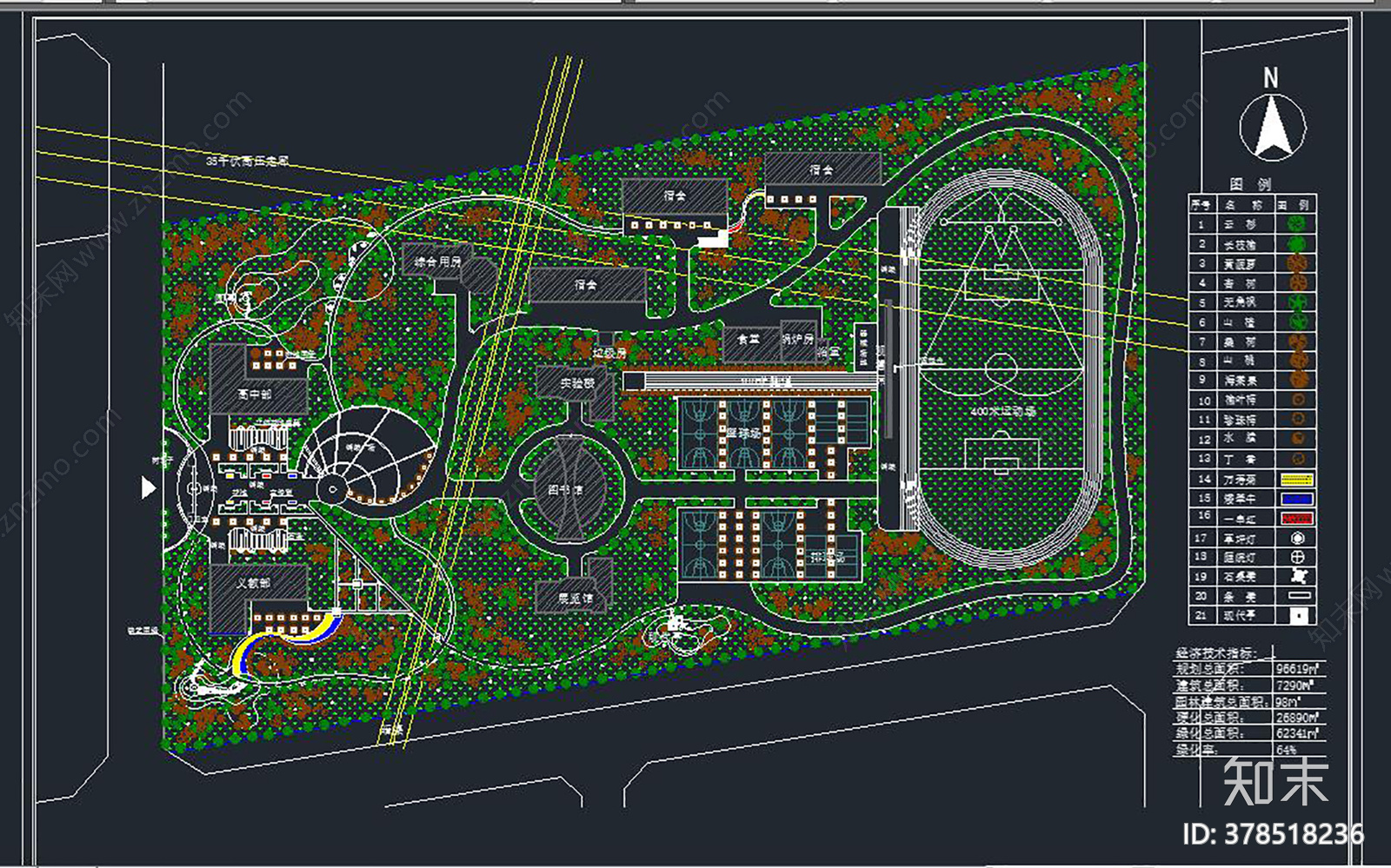 校园规划方案cad施工图下载【ID:378518236】