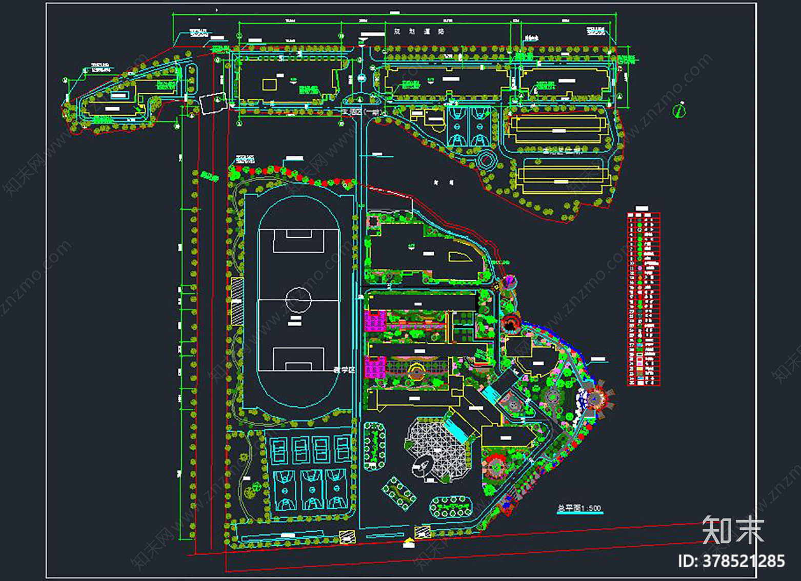 学校景观方案cad施工图下载【ID:378521285】