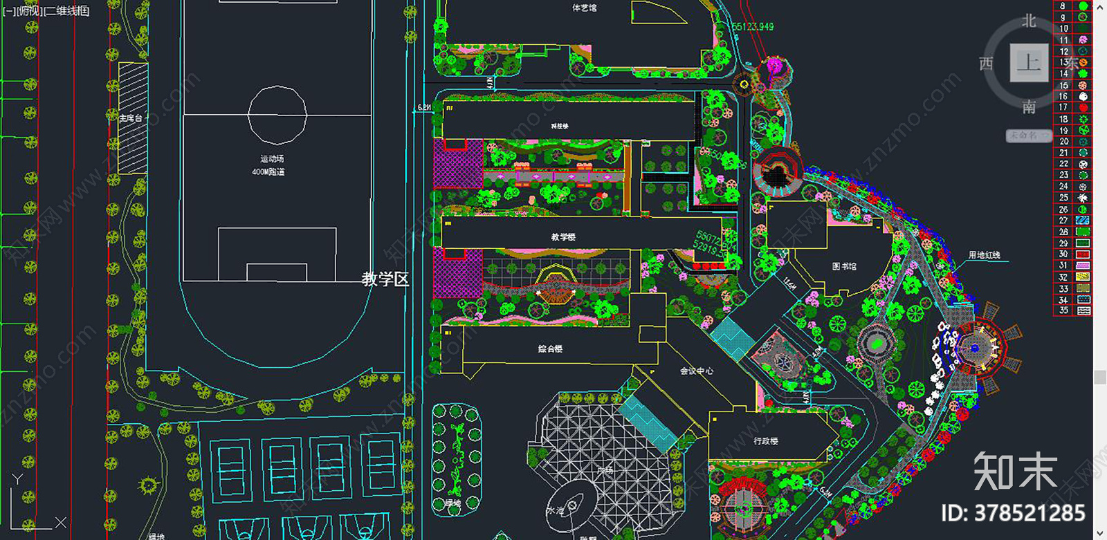 学校景观方案cad施工图下载【ID:378521285】