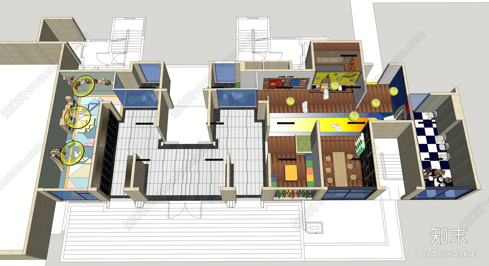 现代儿童玩具房SU模型下载【ID:478549641】