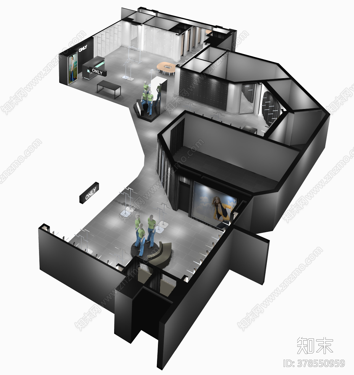 女装专卖店cad施工图下载【ID:378550959】