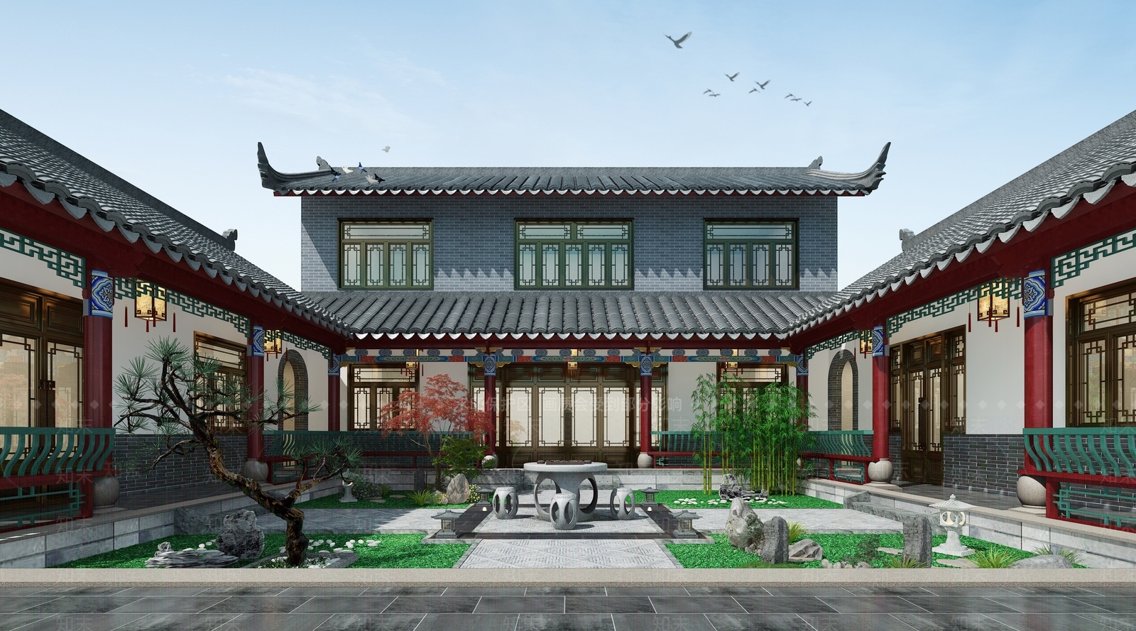 四合院3D模型精品下载_3dmax模型_知末网