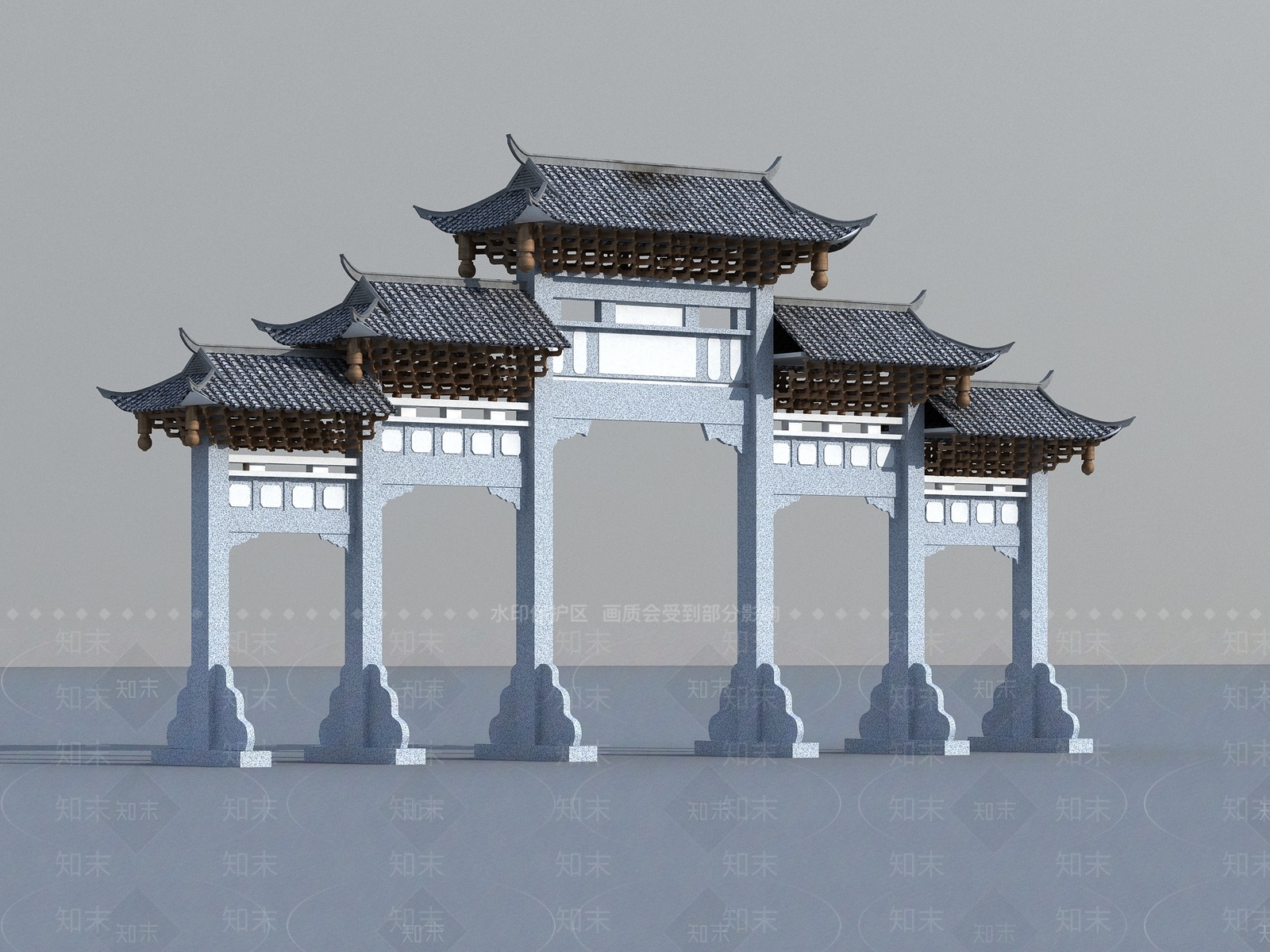 中式牌坊牌楼SU模型下载【ID:478552510】