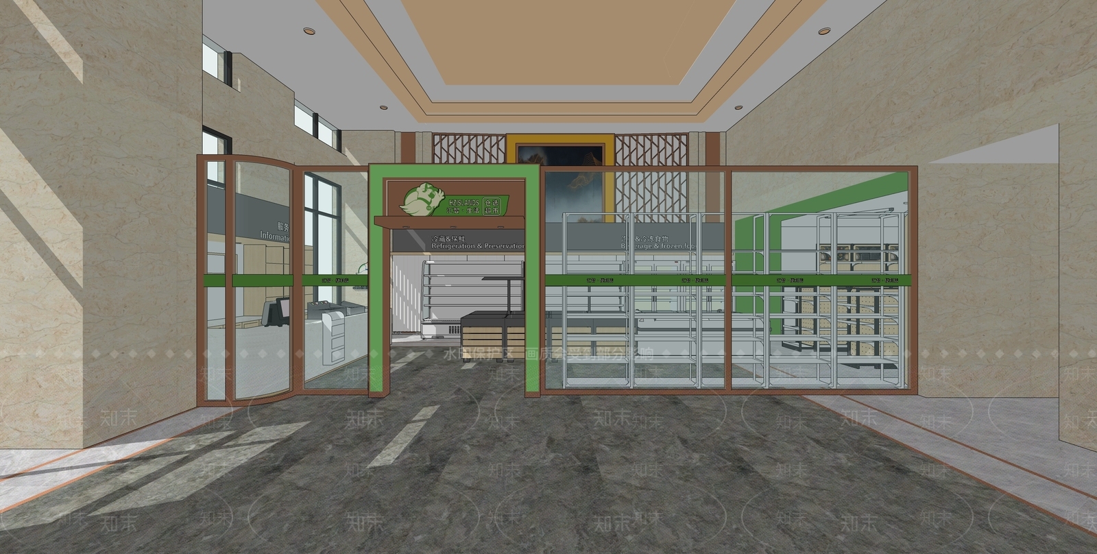 现代超市SU模型下载【ID:878551387】
