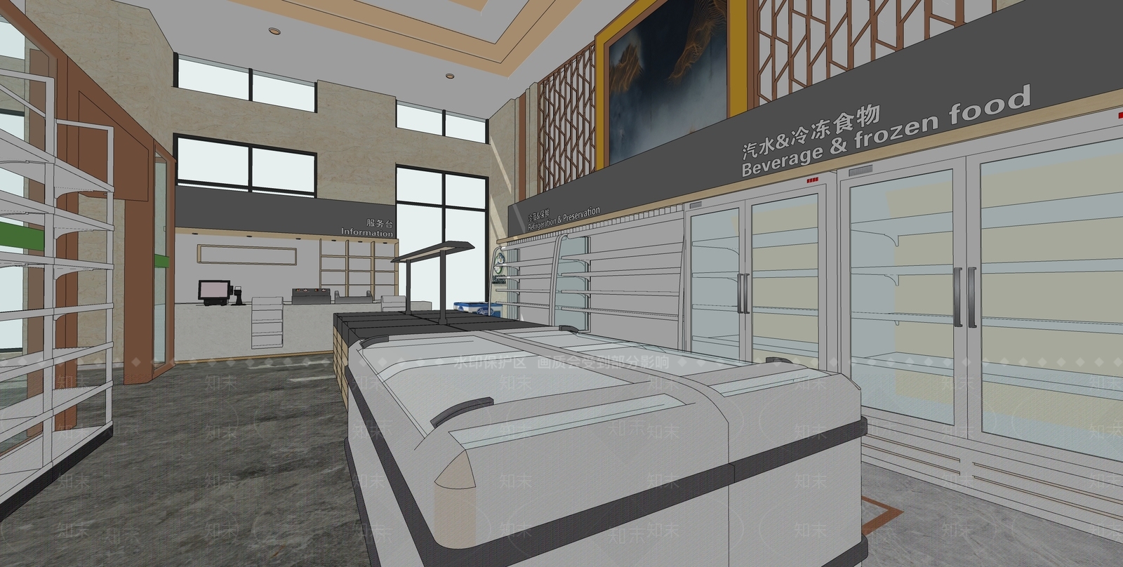 现代超市SU模型下载【ID:878551387】